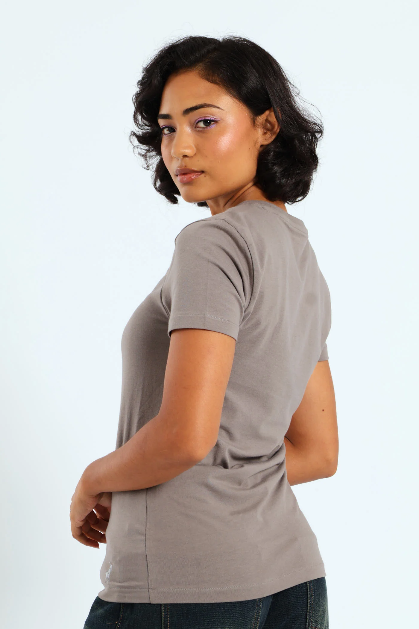 Lily Short Sleeve Beaded T-Shirt - Grey - Image 5