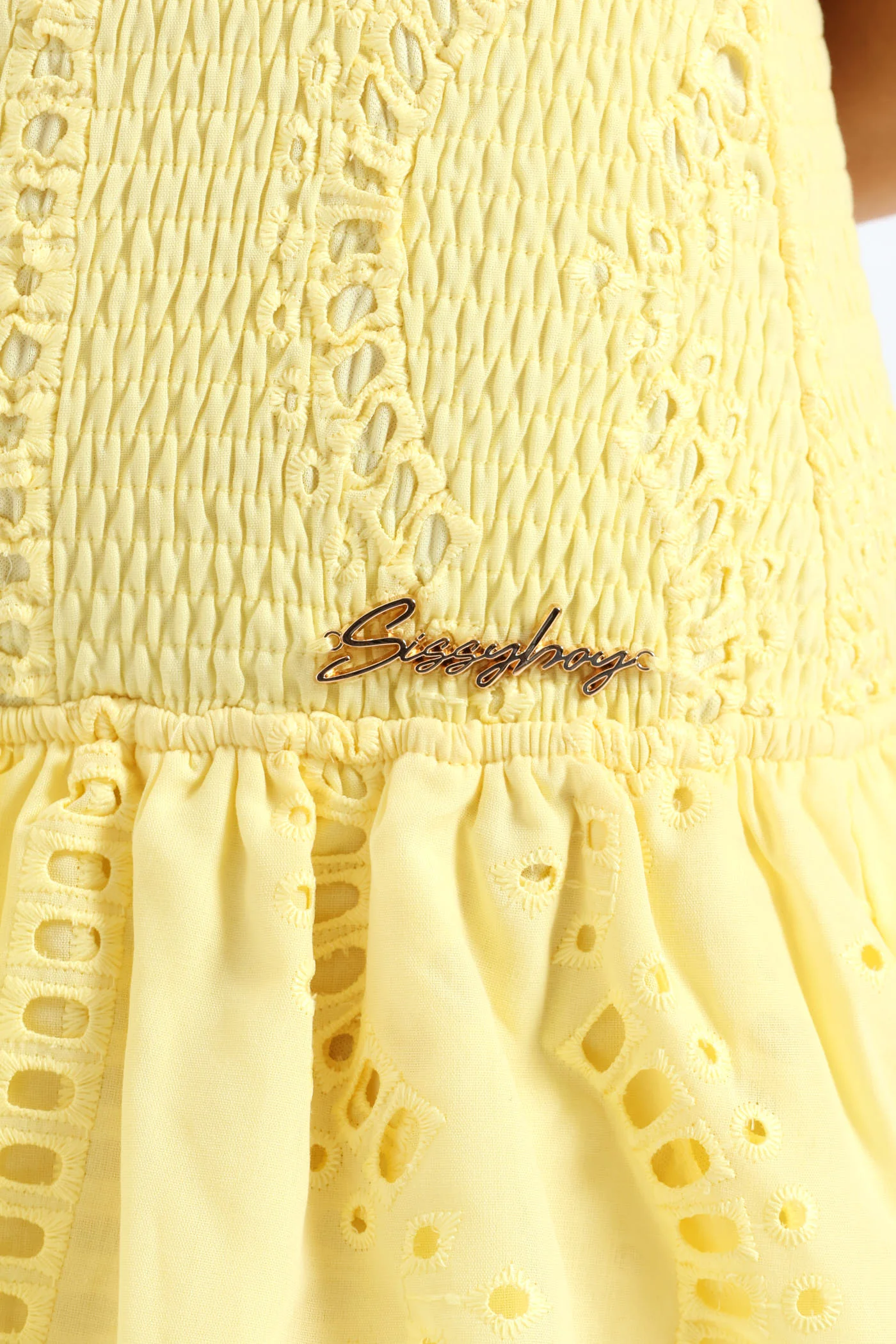 Lime Light Scoop Neck Shirring Mini Dress - Yellow - Image 11