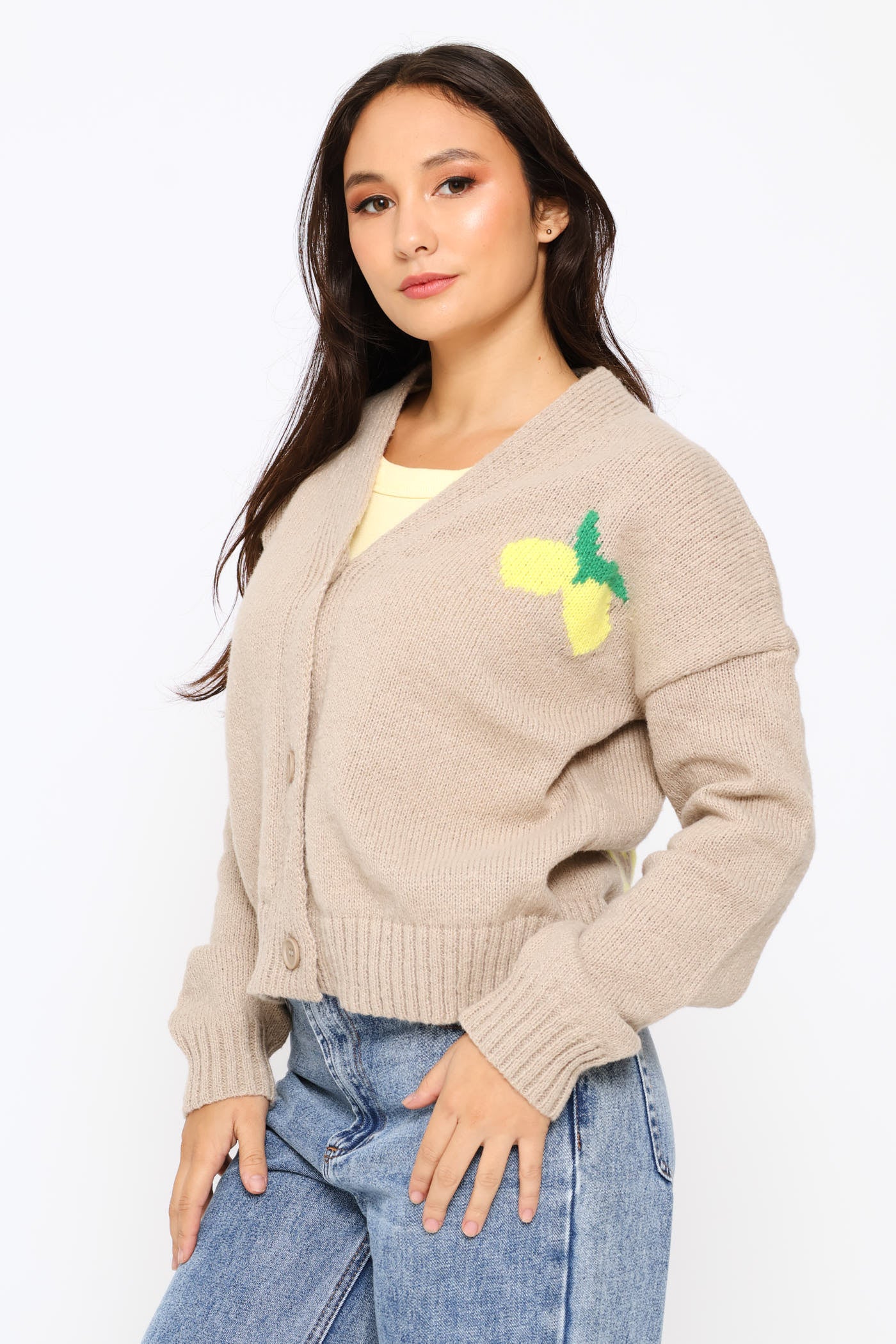 Limoncello Open Cardigan - Nude - Image 3