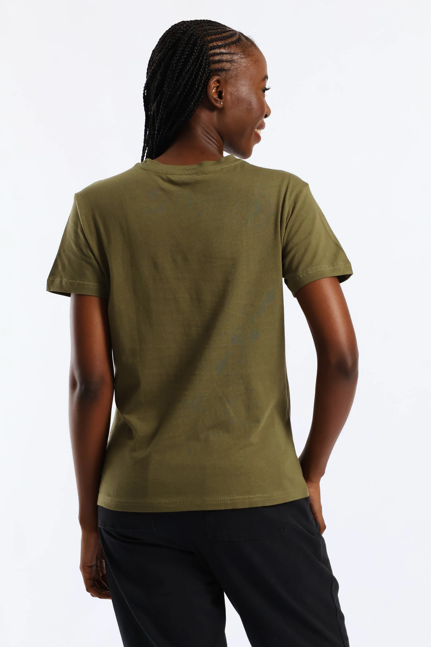 Line Art Flower Tee - Dark Fatigue - Image 3