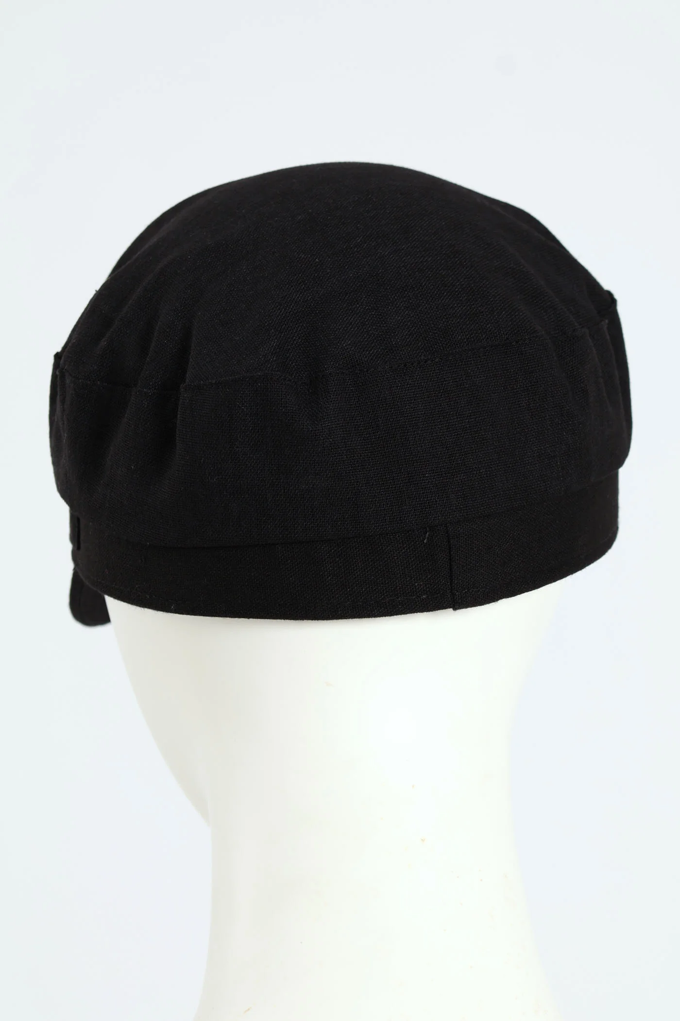 Linen Blend Baker Boy Hat - Black - Image 2