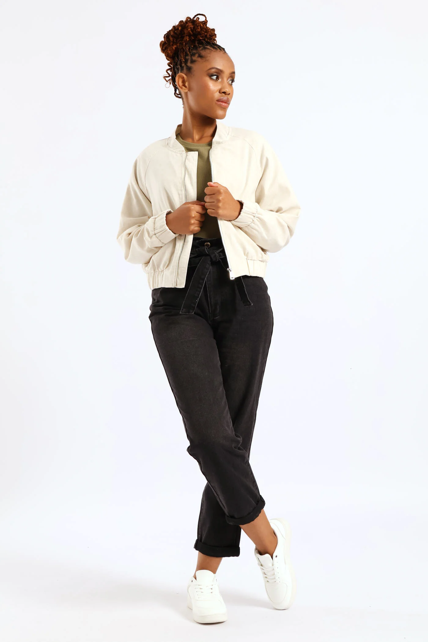 Linen Bomber Jacket - Oatmeal Melange - Image 3