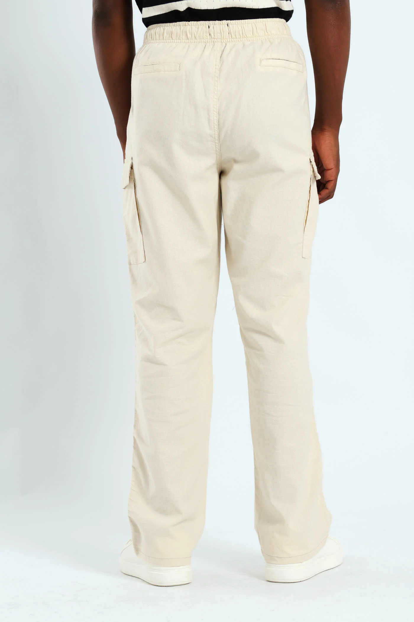 Linen Cargo Pants - Stone - Image 4