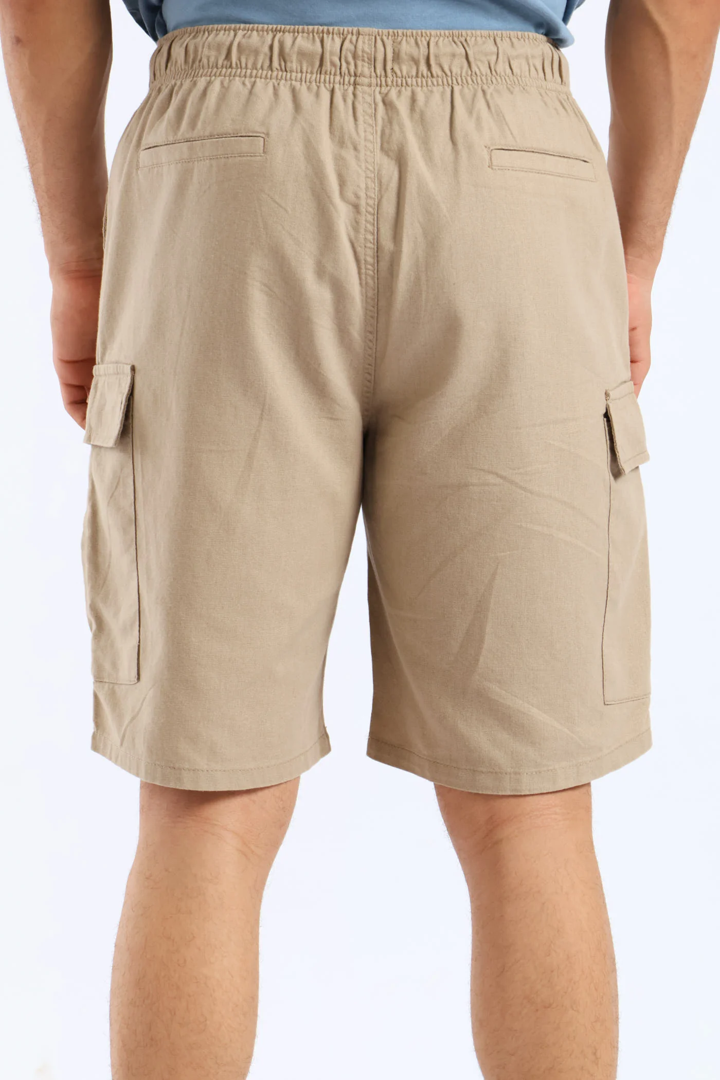Linen Cargo Shorts - Brown - Image 3