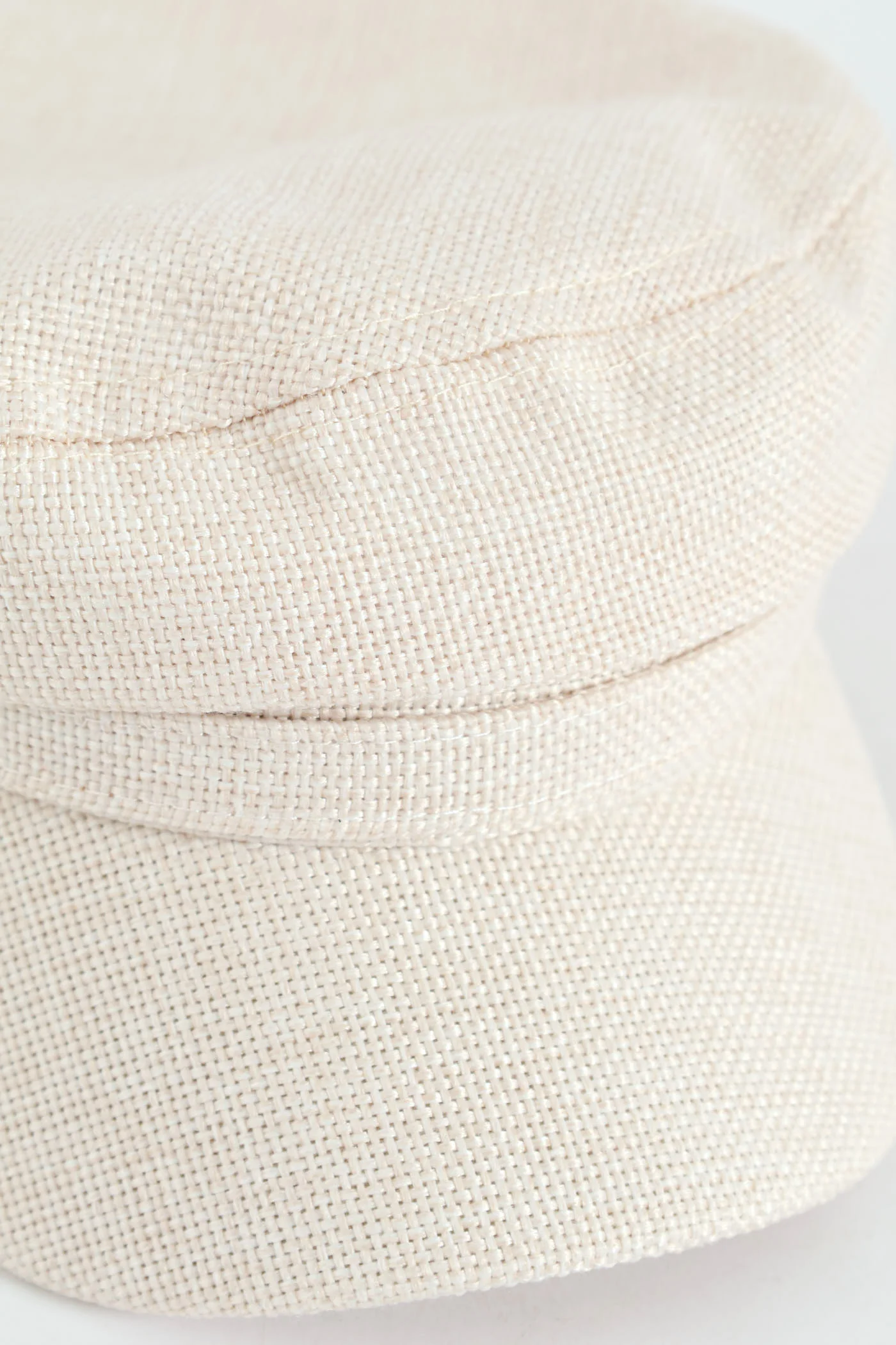 Linen-Look Baker Boy Hat - Cream - Image 4