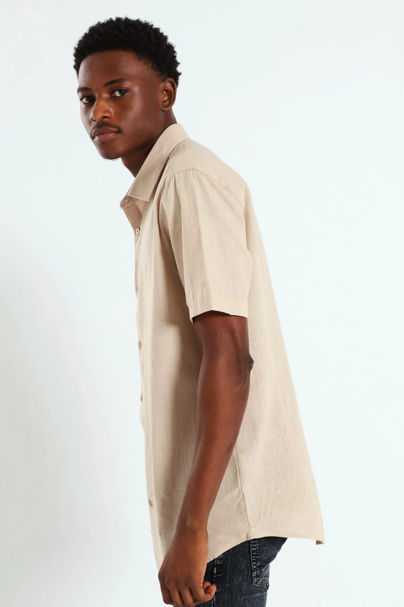 Linen Look Shirt - Natural - Image 2