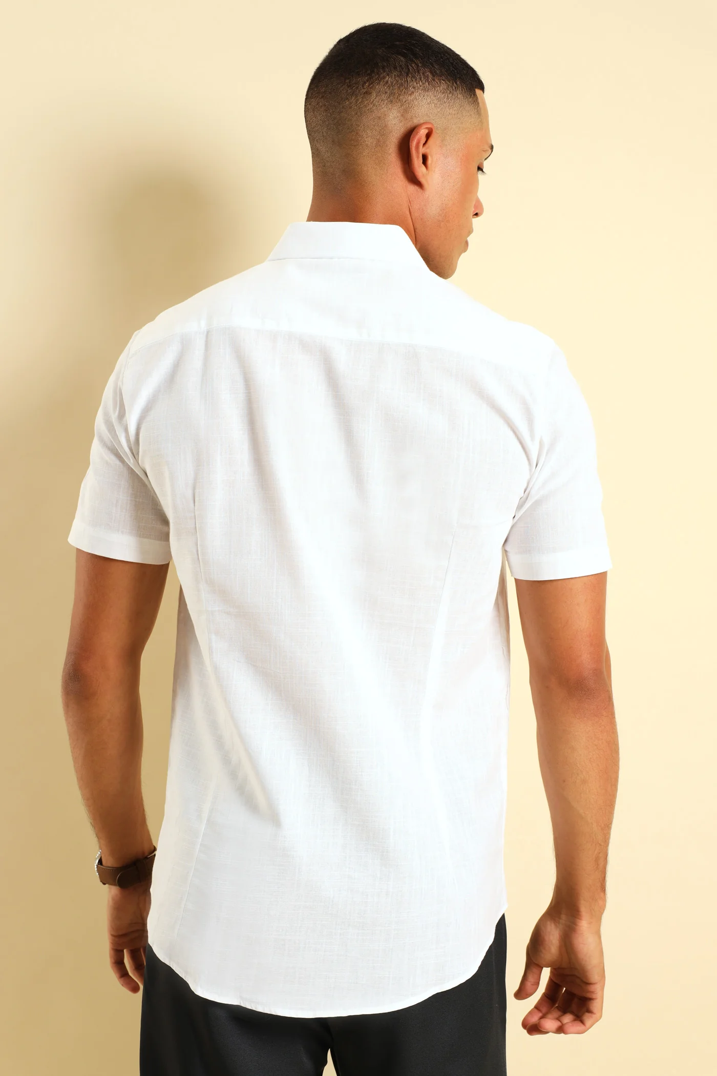 Linen Look Shirt - White - Image 4