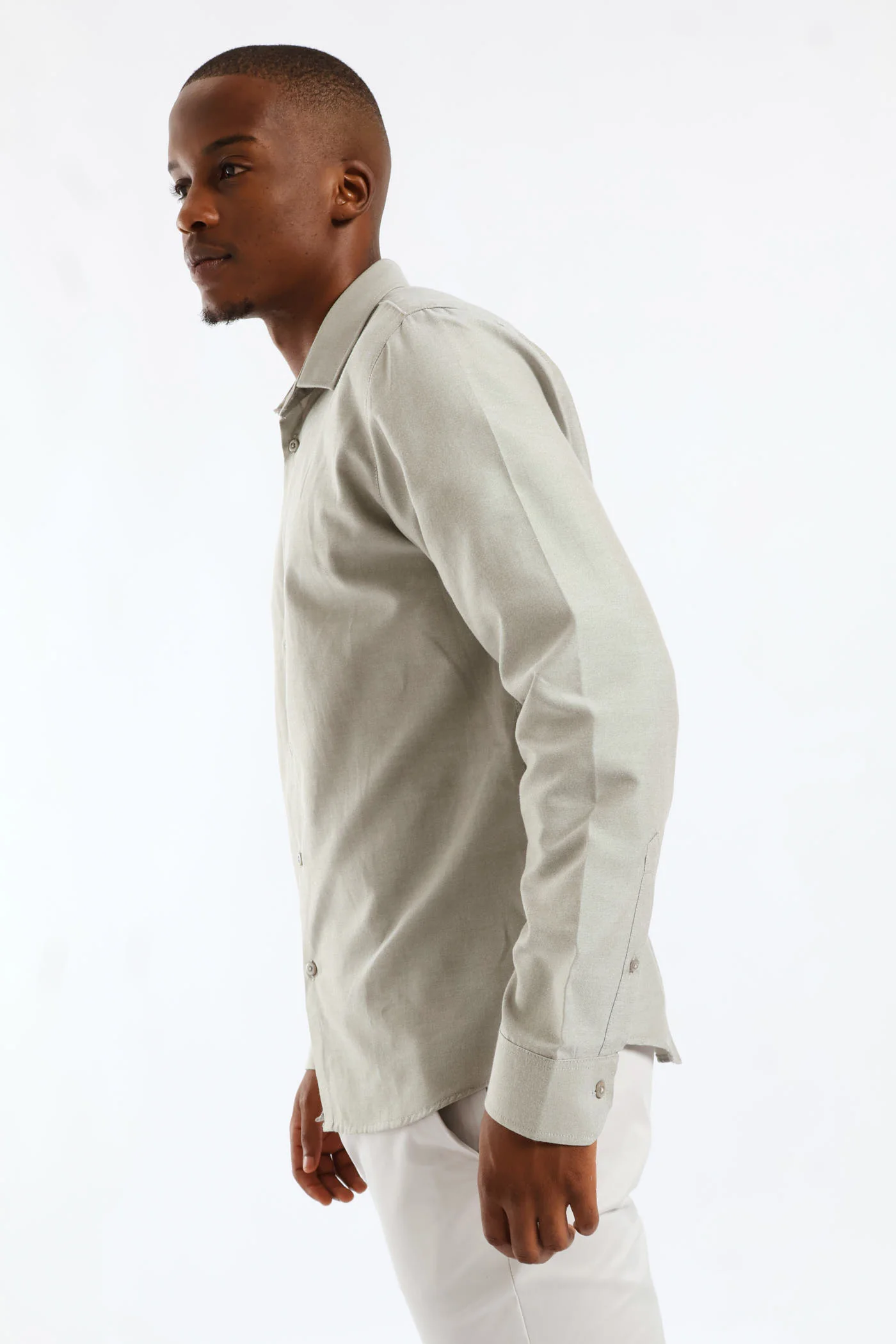 Linen Look Textured Shirt - Sage - Image 3