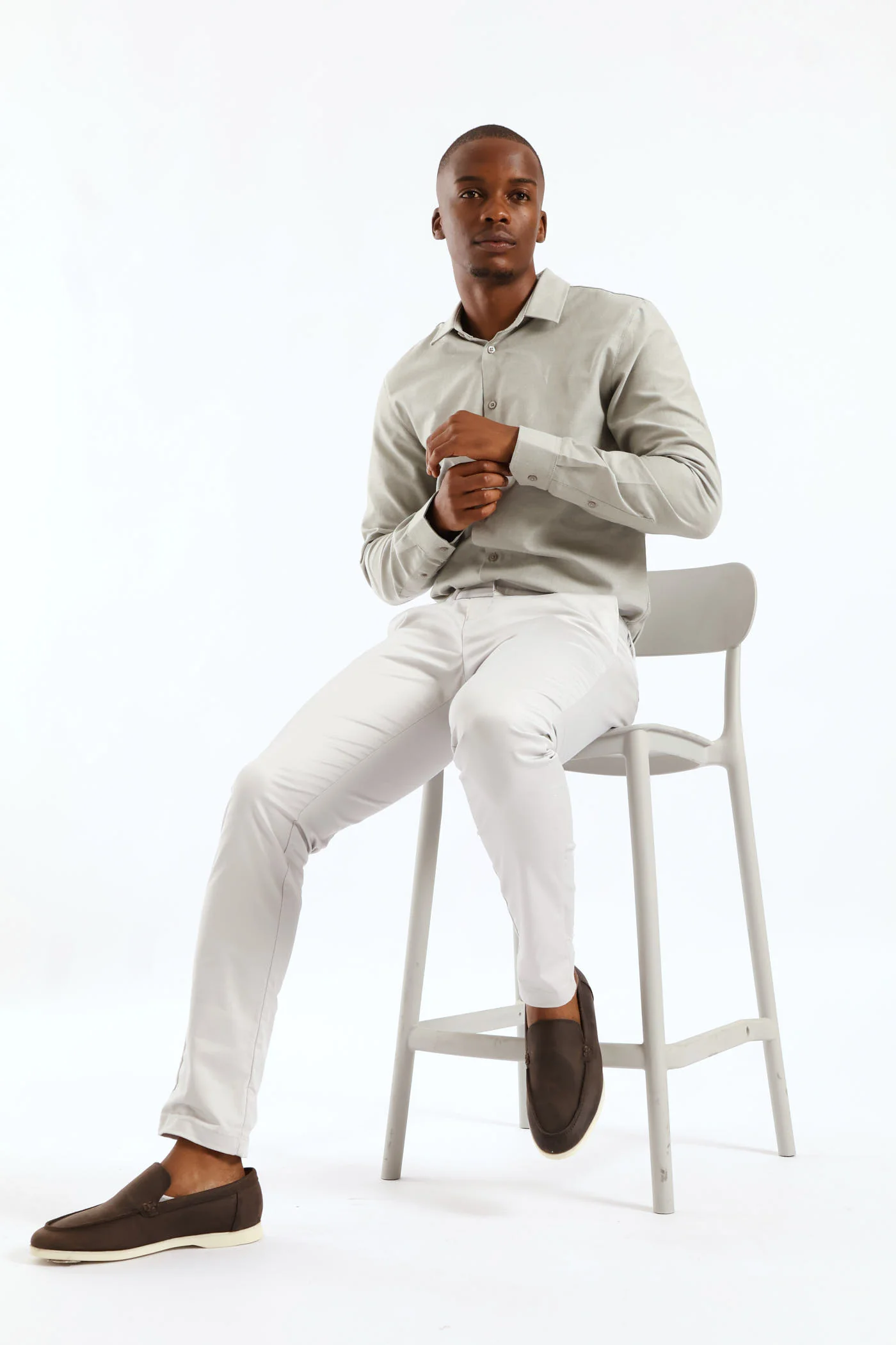 Linen Look Textured Shirt - Sage - Image 4