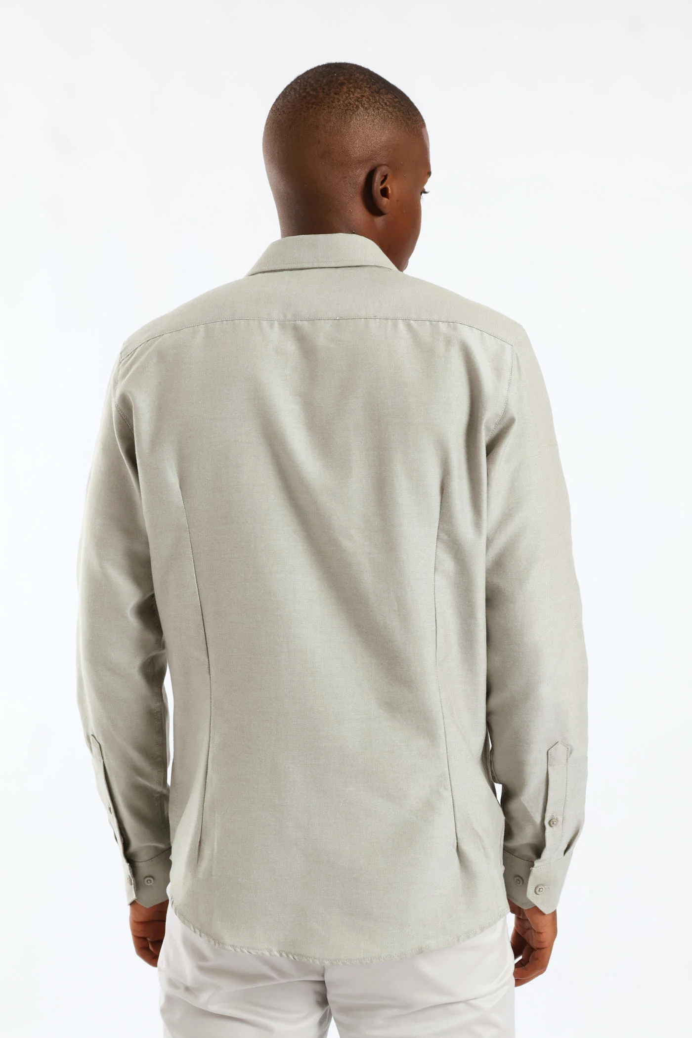 Linen Look Textured Shirt - Sage - Image 5