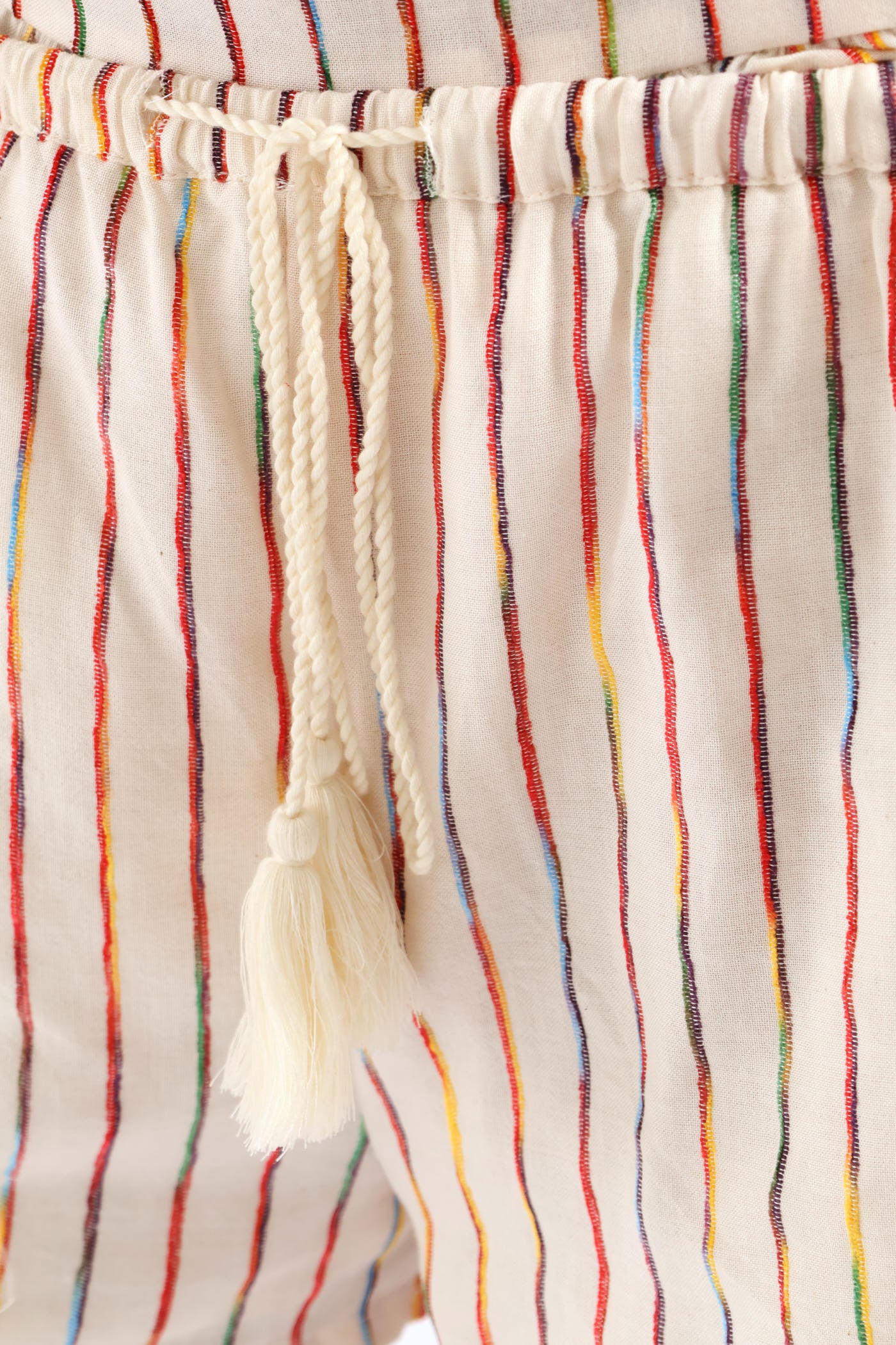Linen Lurex Stripe Short - Beige - Image 5