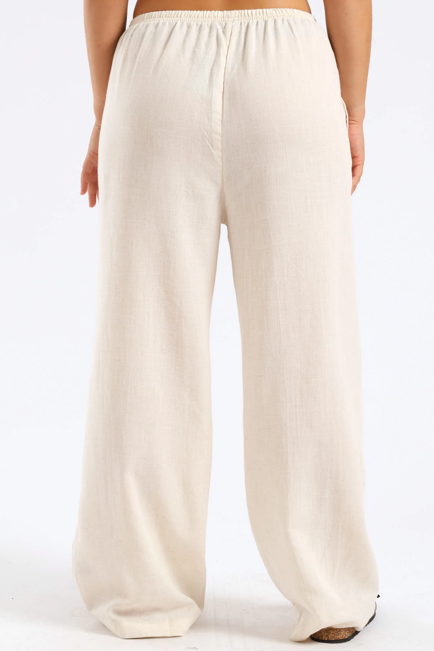 Linen Relaxed Pant - Beige - Image 3