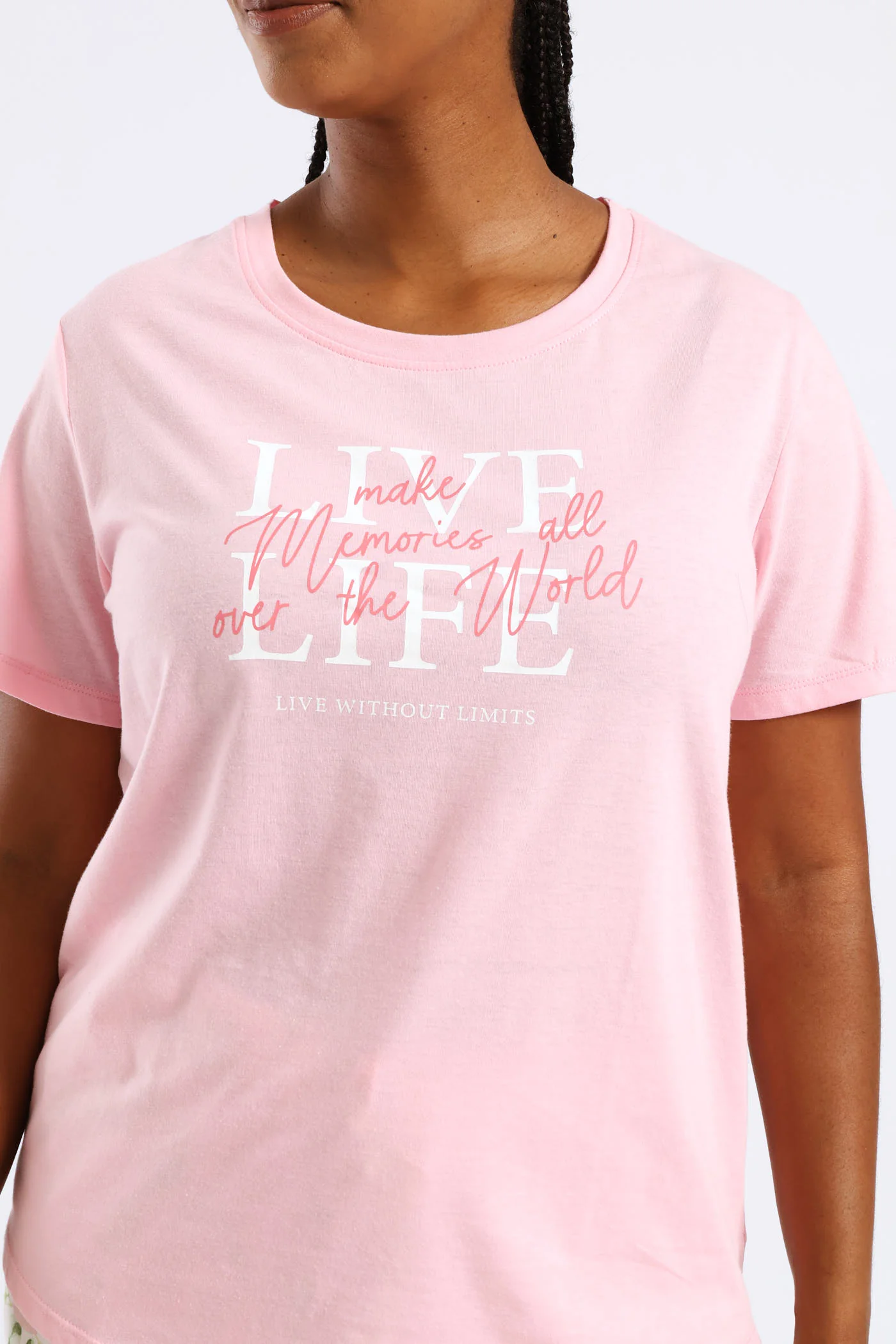 Live Life Tee & Capri Pant Set - Pink - Image 4