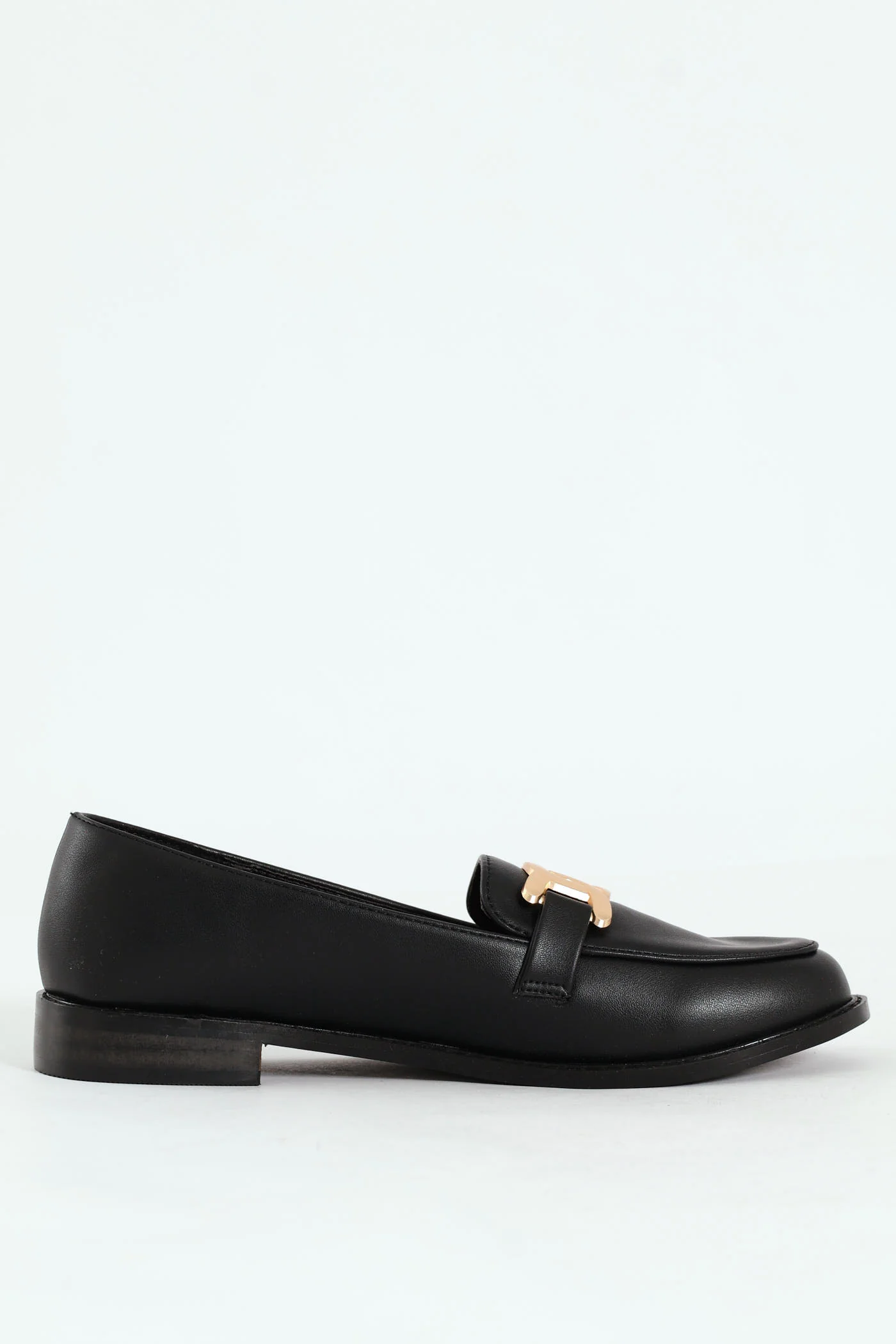 Loafer With Chain Metal Trim - Black - Image 4