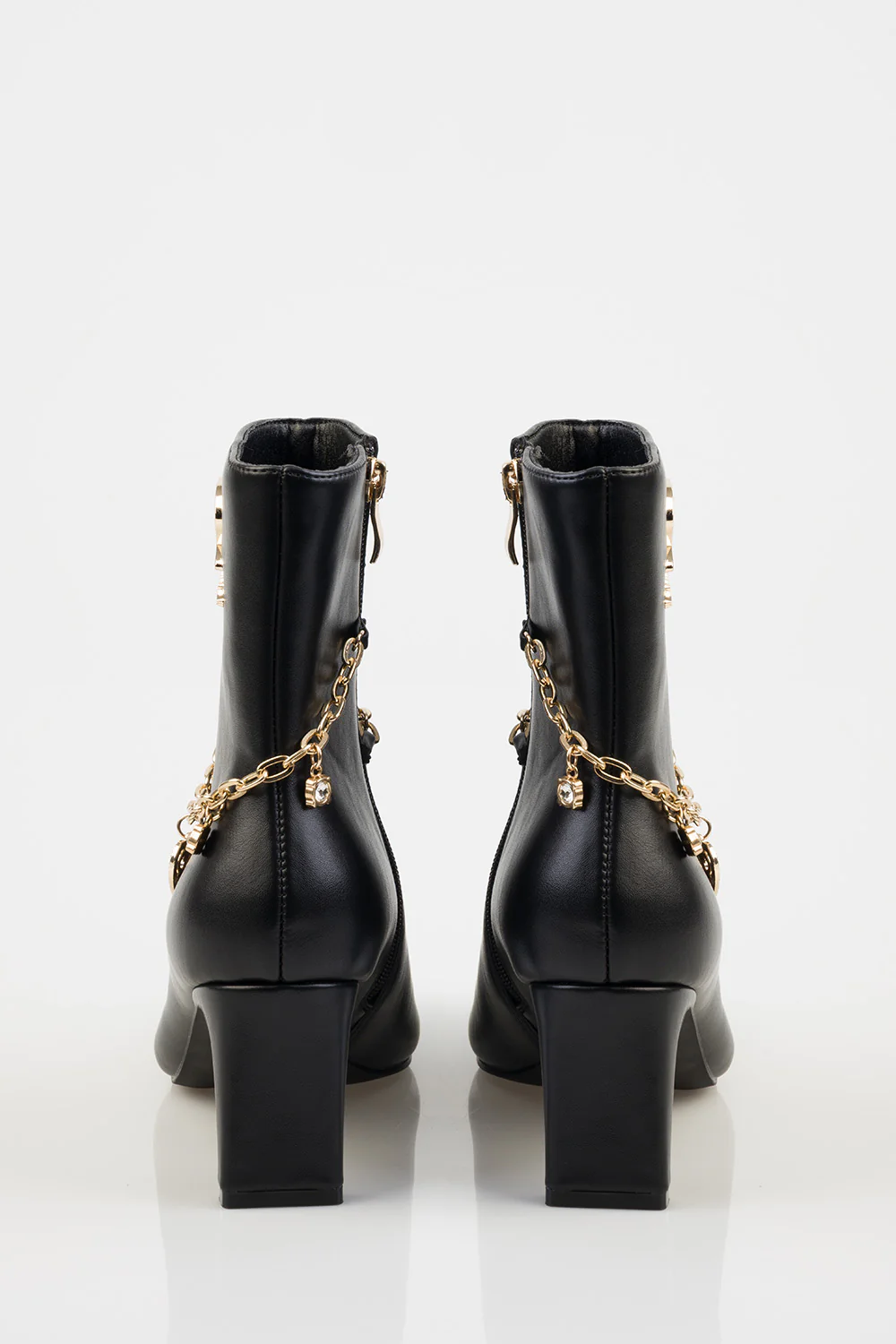 Loana Ankle Chain Detail Heel Boot - Black - Image 6