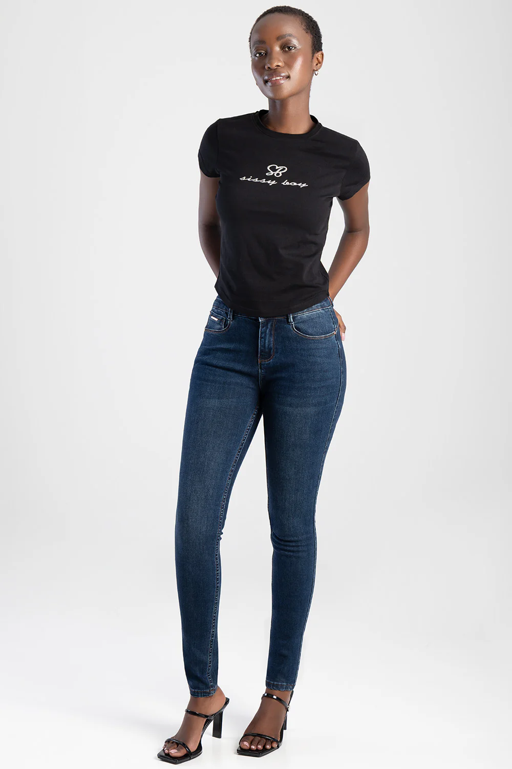 Logan Axel Dark Vintage Skinny Denim - Dark Wash - Image 4