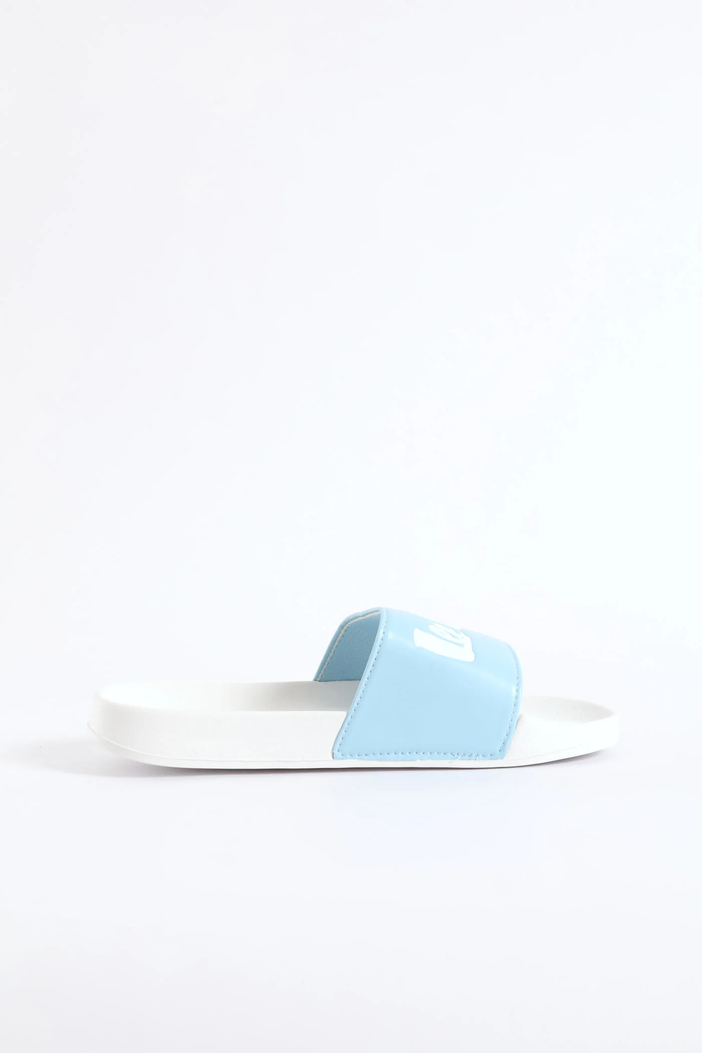 Logo Embossed Vamp Slide - White/Blue - Image 3