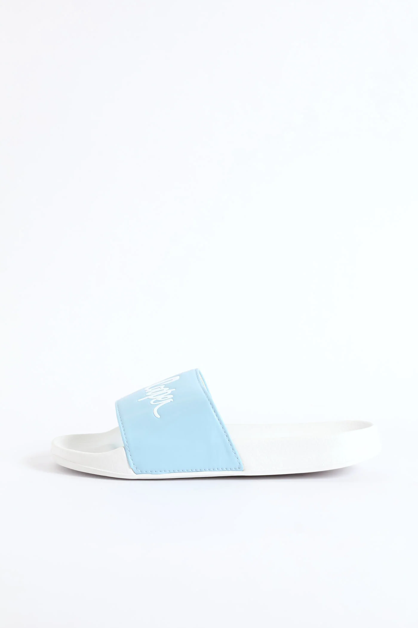 Logo Embossed Vamp Slide - White/Blue - Image 4