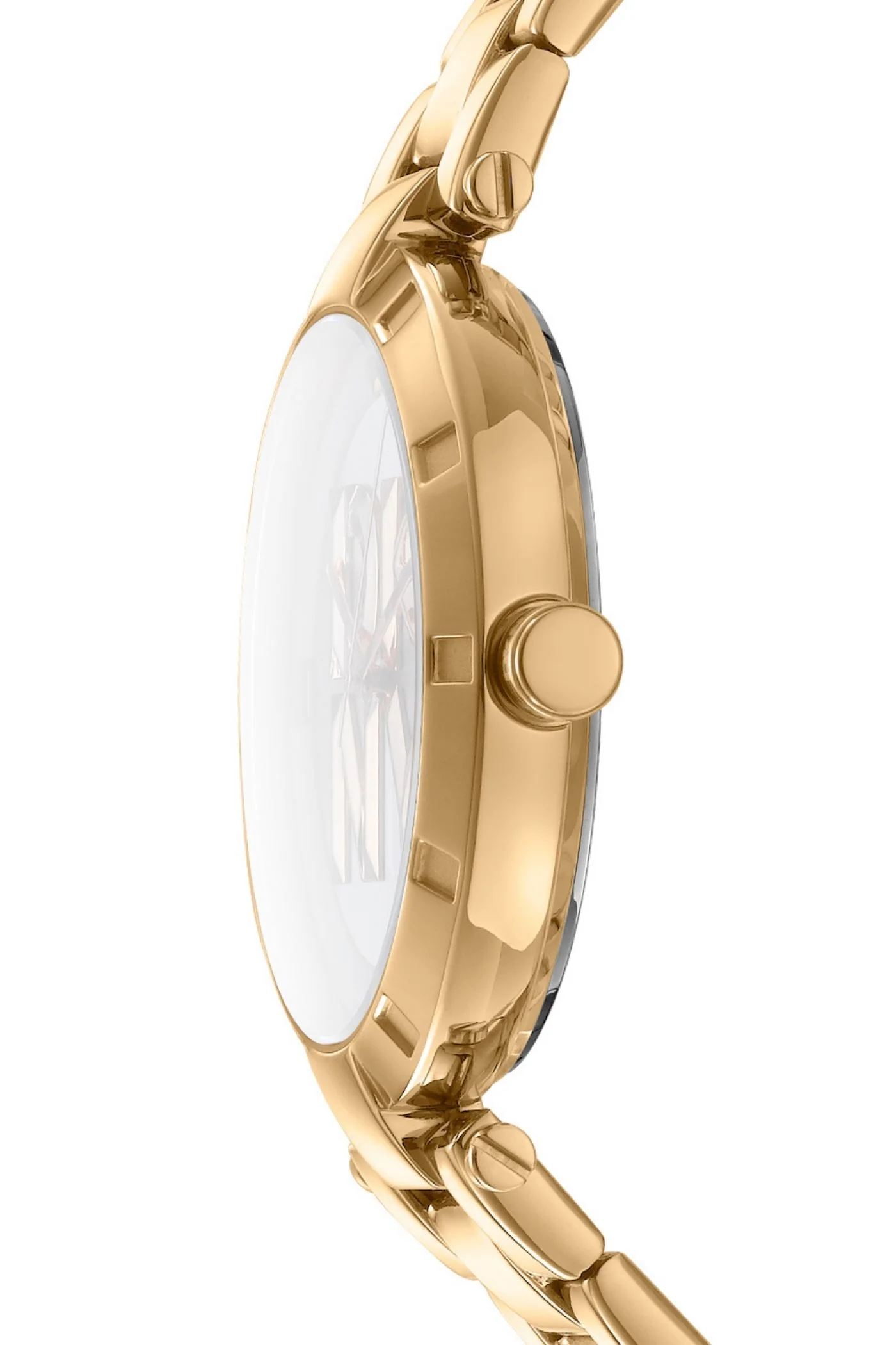 Logo Gold Case & Silver White Dial With Gold Bracelet - Gold - Image 3