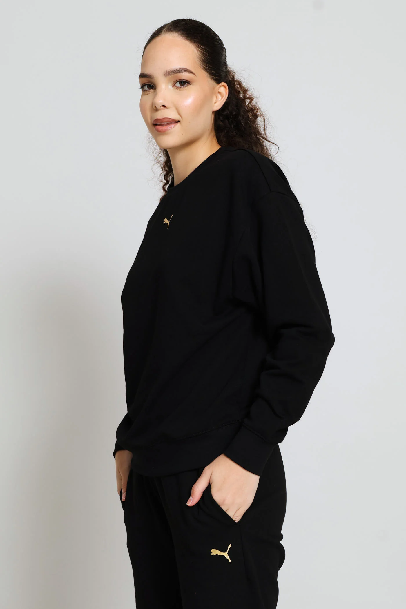 Logo Lab Metallic Comfort Crew Top - Black - Image 3