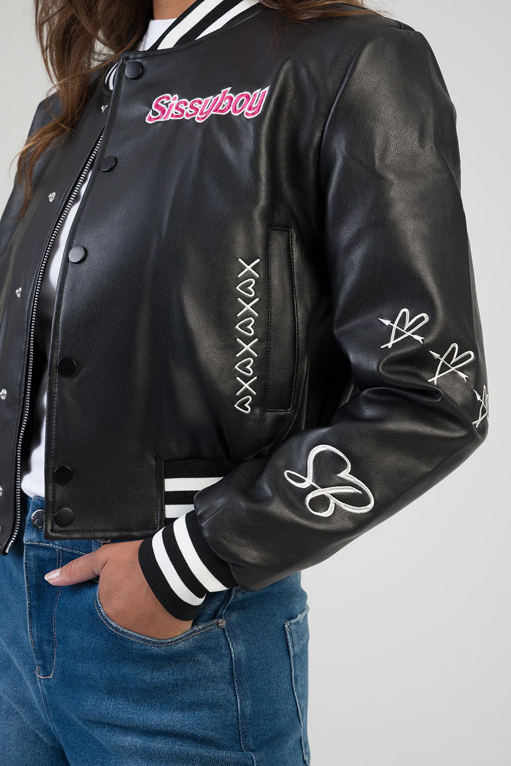 Logo Patch & Rib Detail Bomber Jacket - Black - Image 2