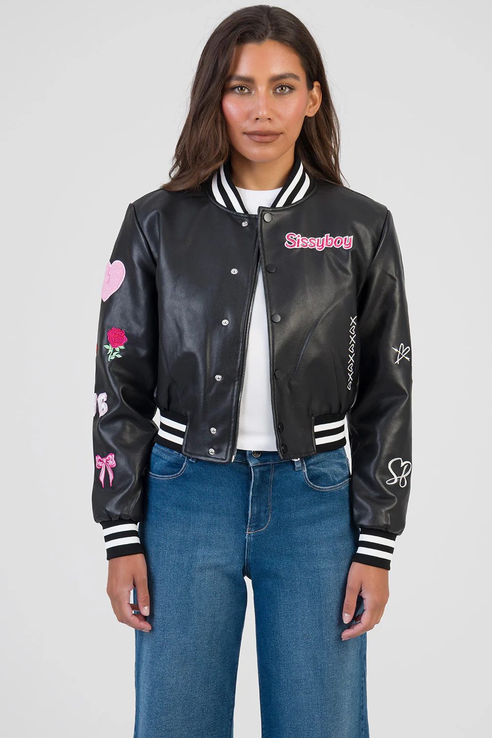 Logo Patch & Rib Detail Bomber Jacket - Black - Image 3