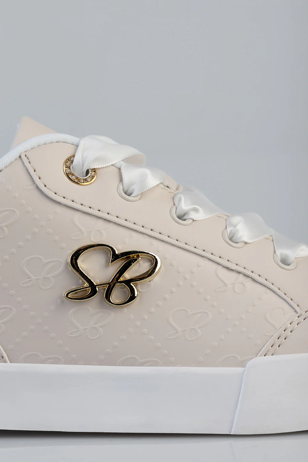 Logo Platform Embossed Lace Up Sneaker - Stone - Image 3