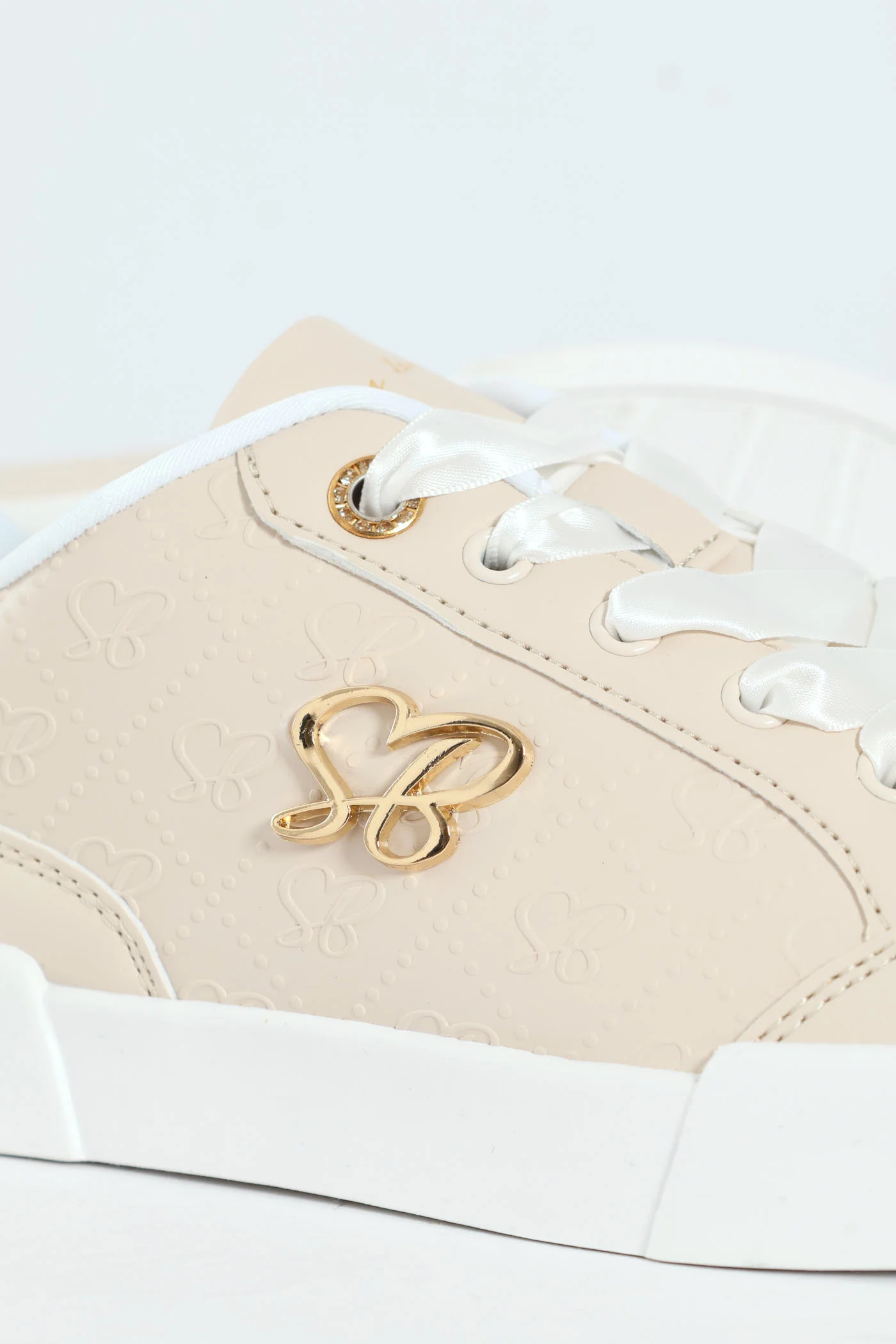 Logo Platform Embossed Lace Up Sneaker - Stone - Image 8