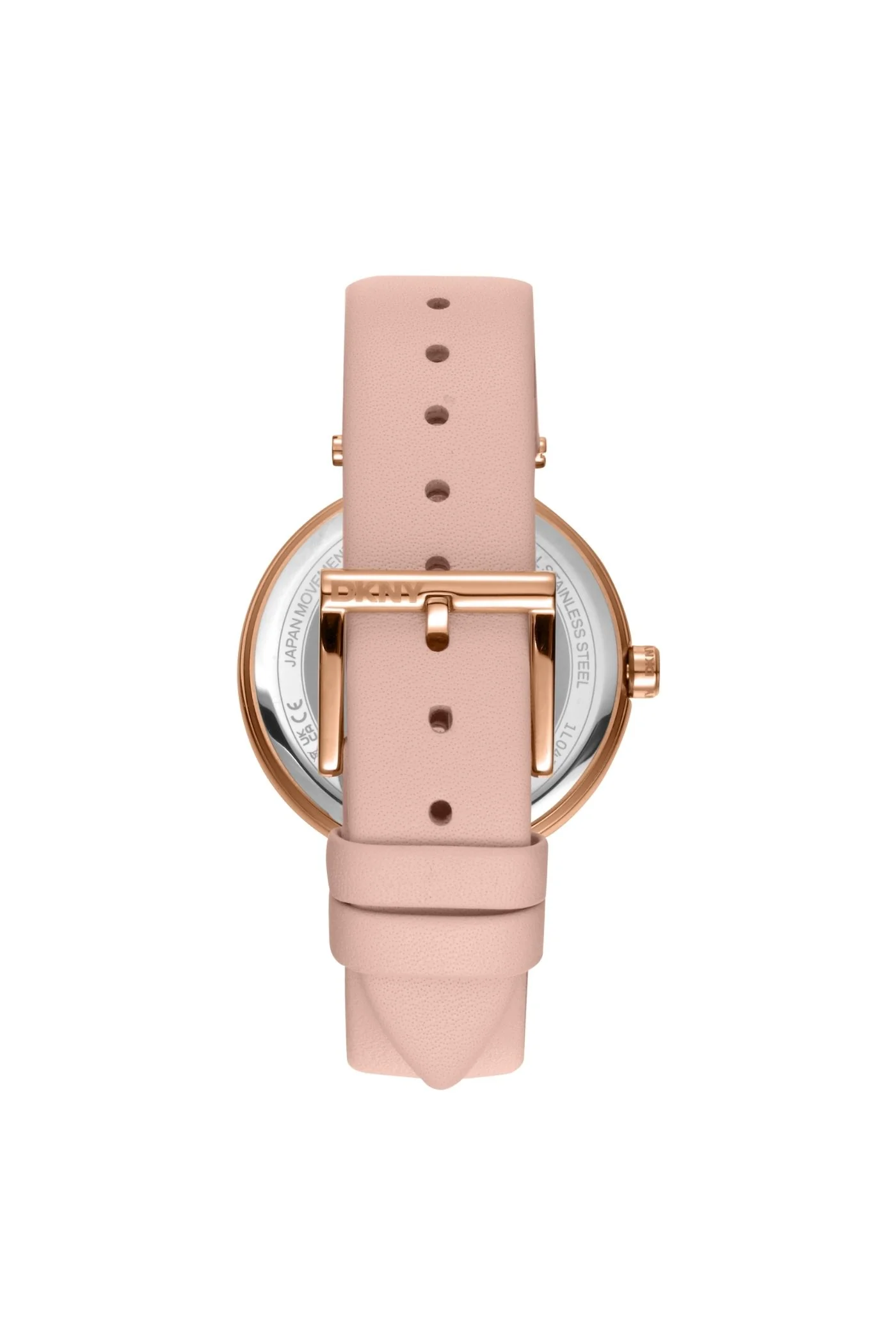 Logo Rose Gold Case & Silver White Dial Watch With Pink Leather Strap - Pink - Image 2
