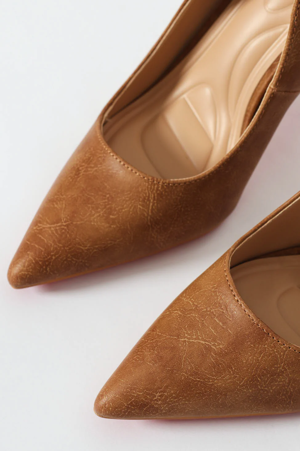 Lola 23 Scalloped PU Court Stiletto Heel - Tan - Image 2