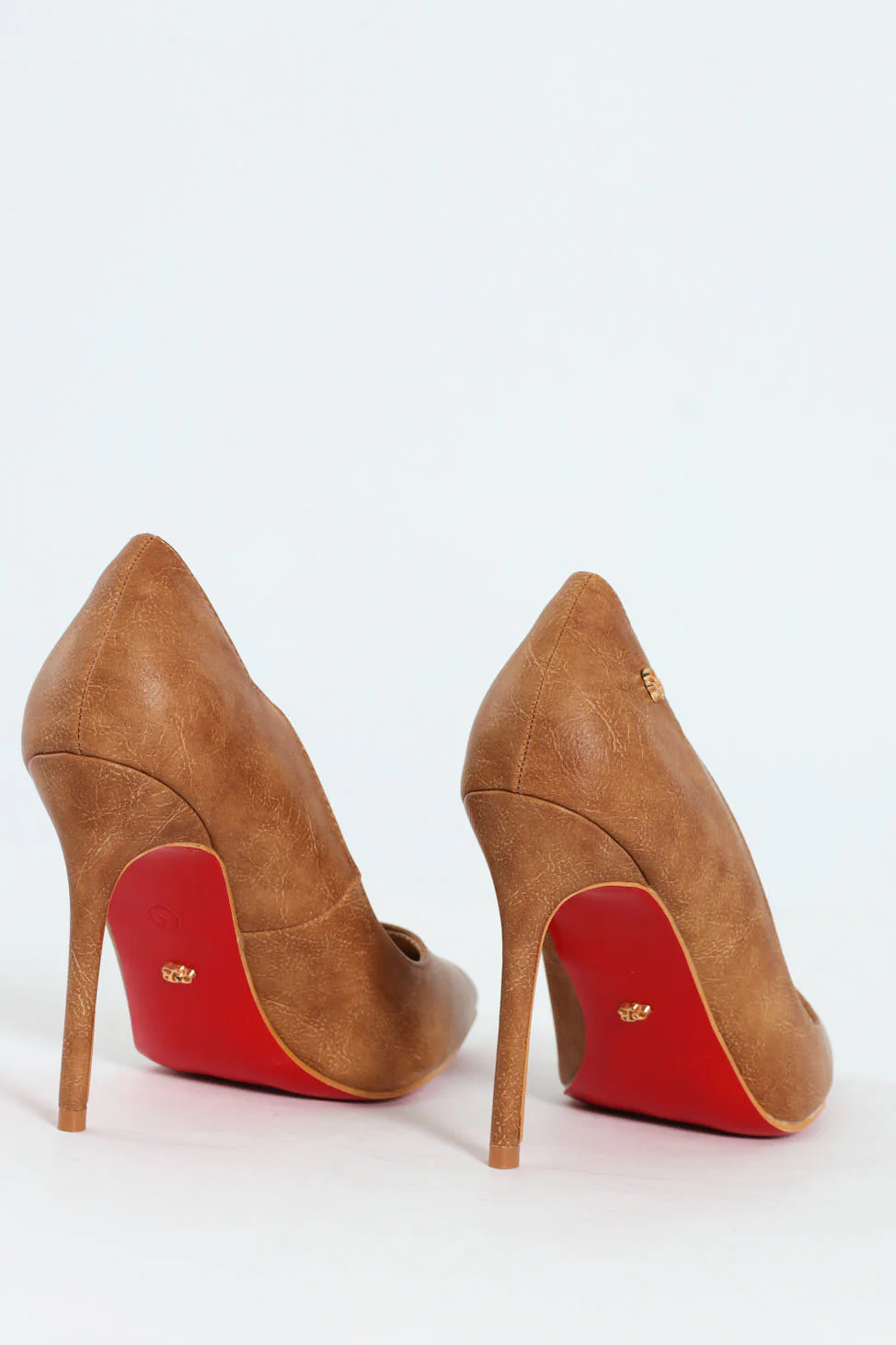 Lola 23 Scalloped PU Court Stiletto Heel - Tan - Image 5