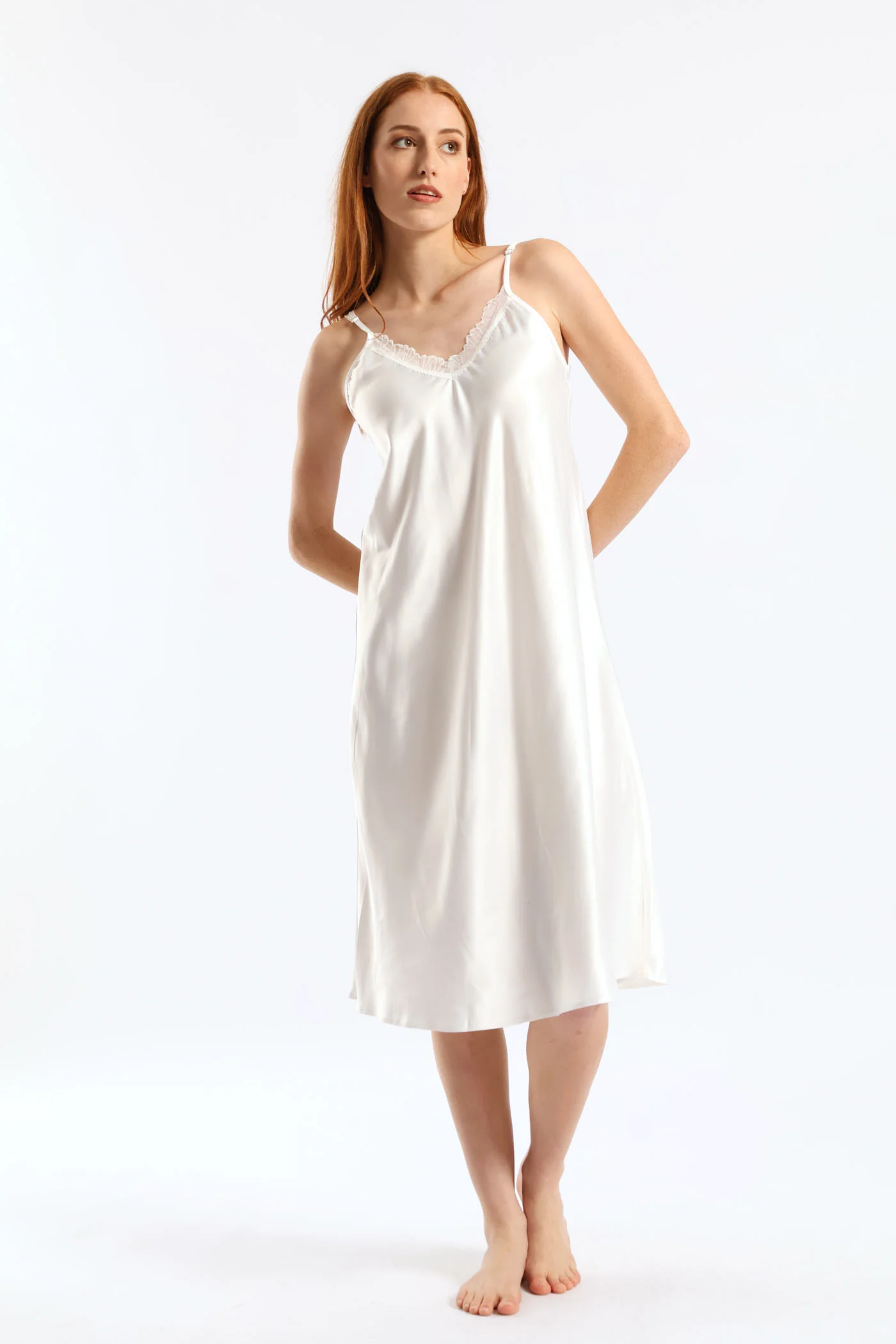 Long Length Chemise Set - White - Image 3