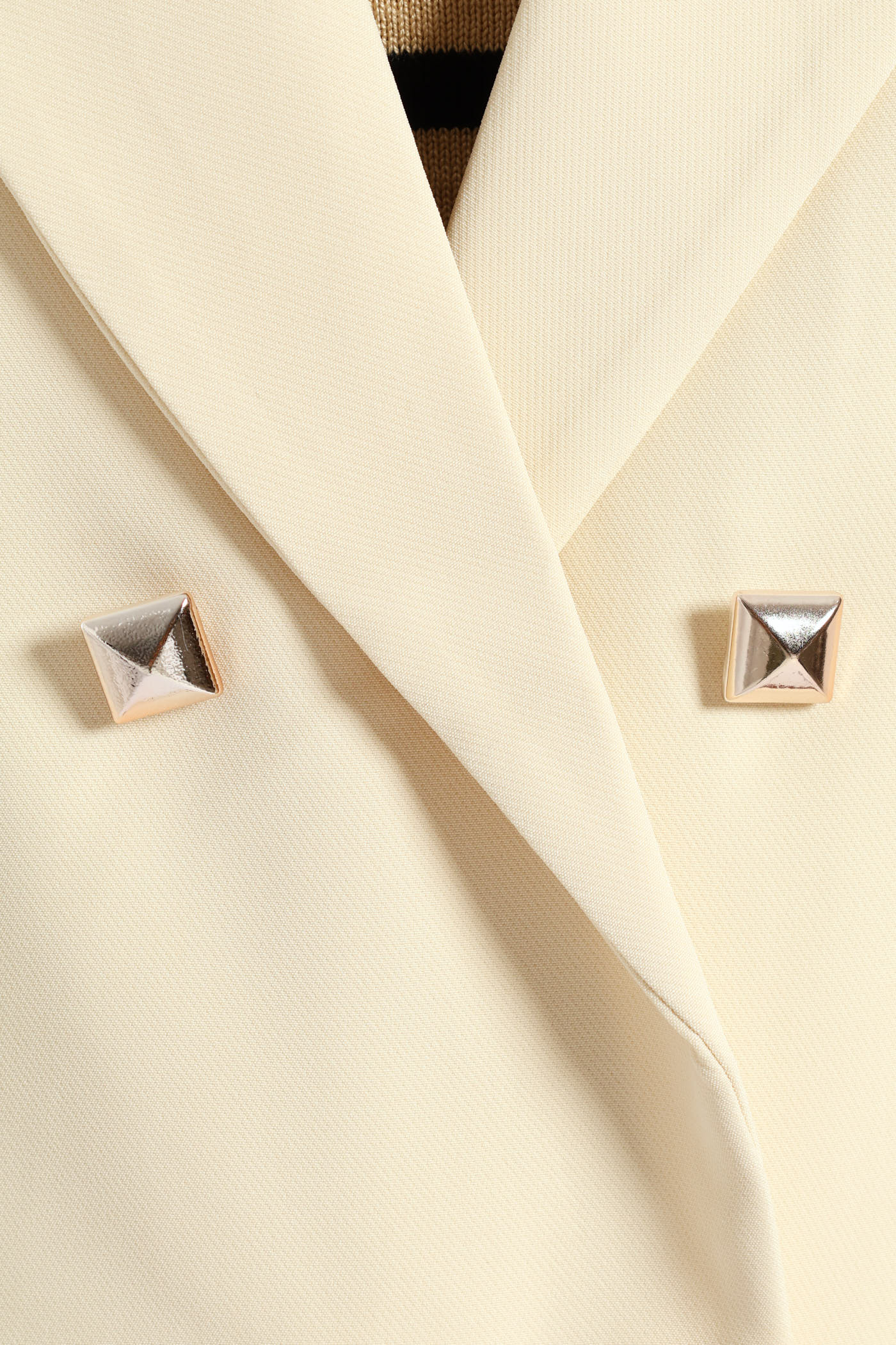 Long Length Double Button Sleeve Blazer - Cream - Image 6