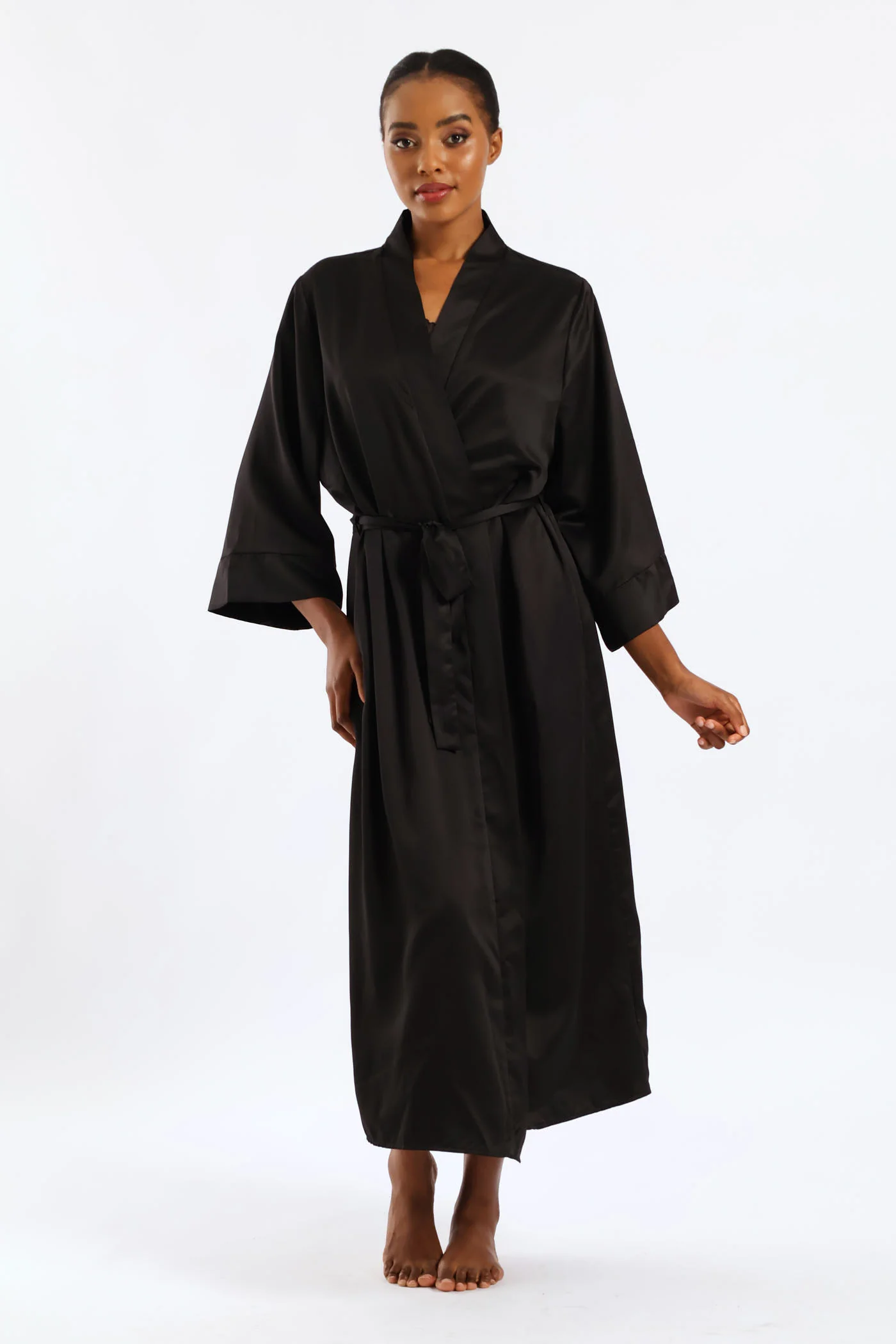 Long Length Gown & Chemise - Black - Image 3