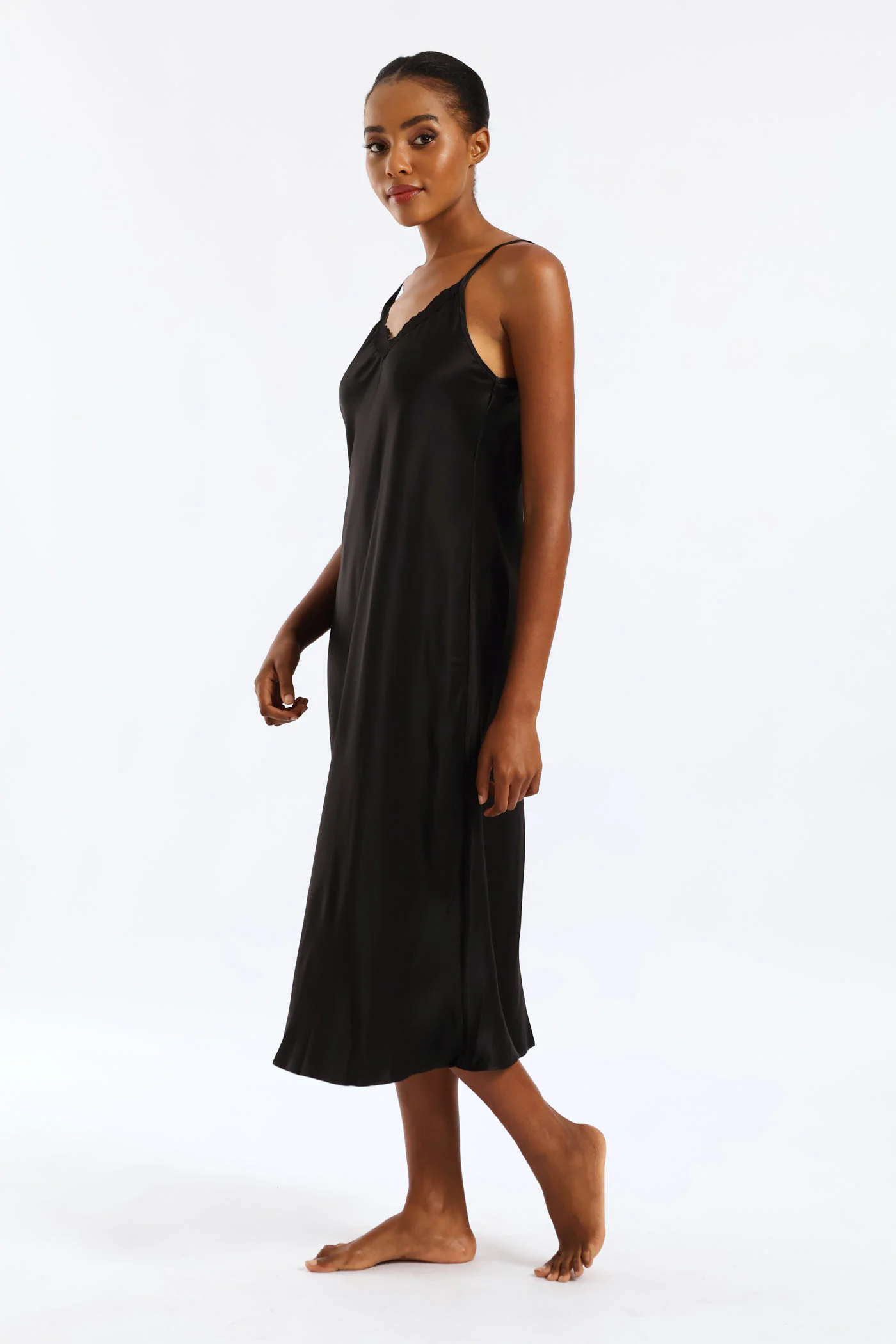 Long Length Gown & Chemise - Black - Image 4