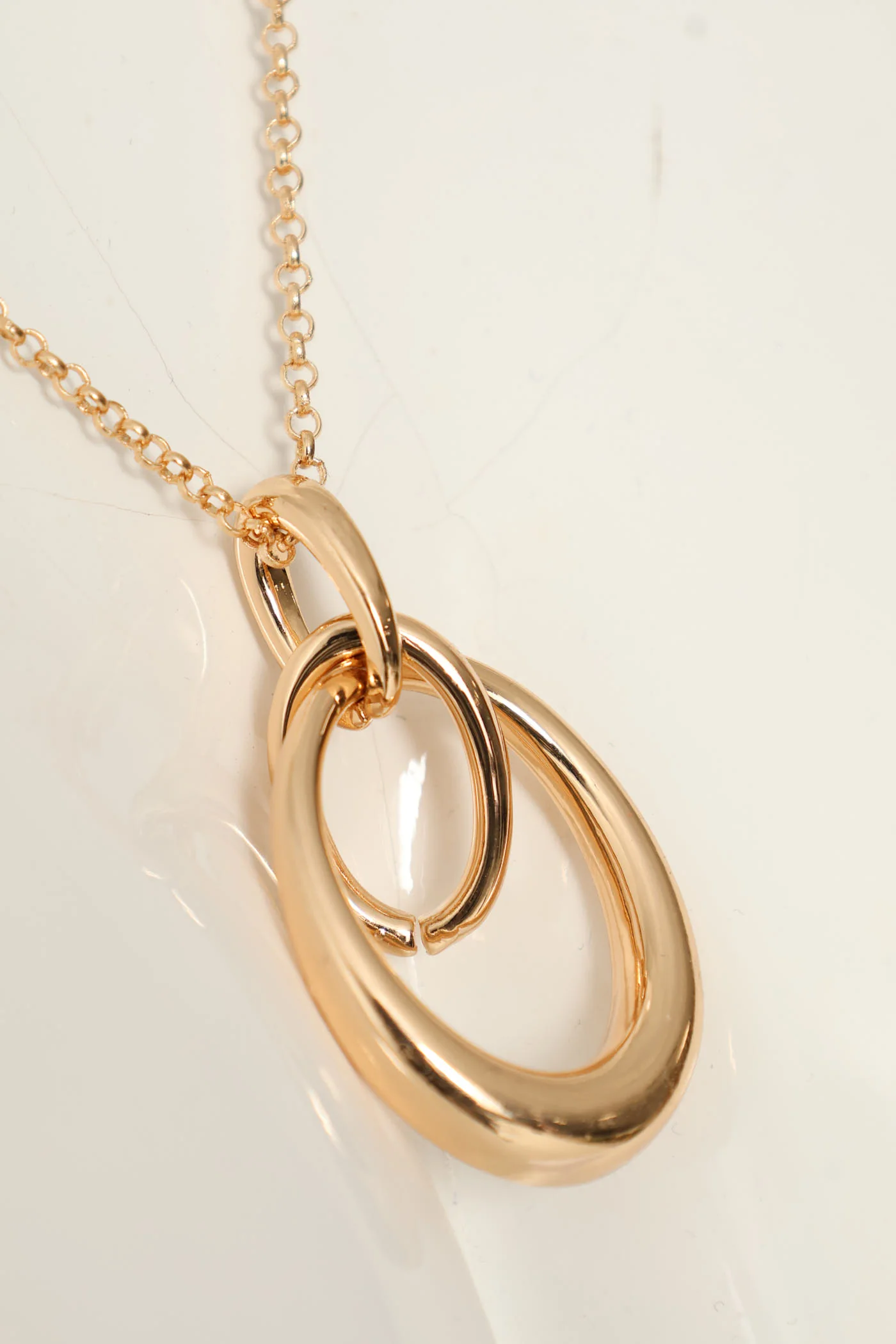 Long Oval Link Pendant Necklace - Gold - Image 2