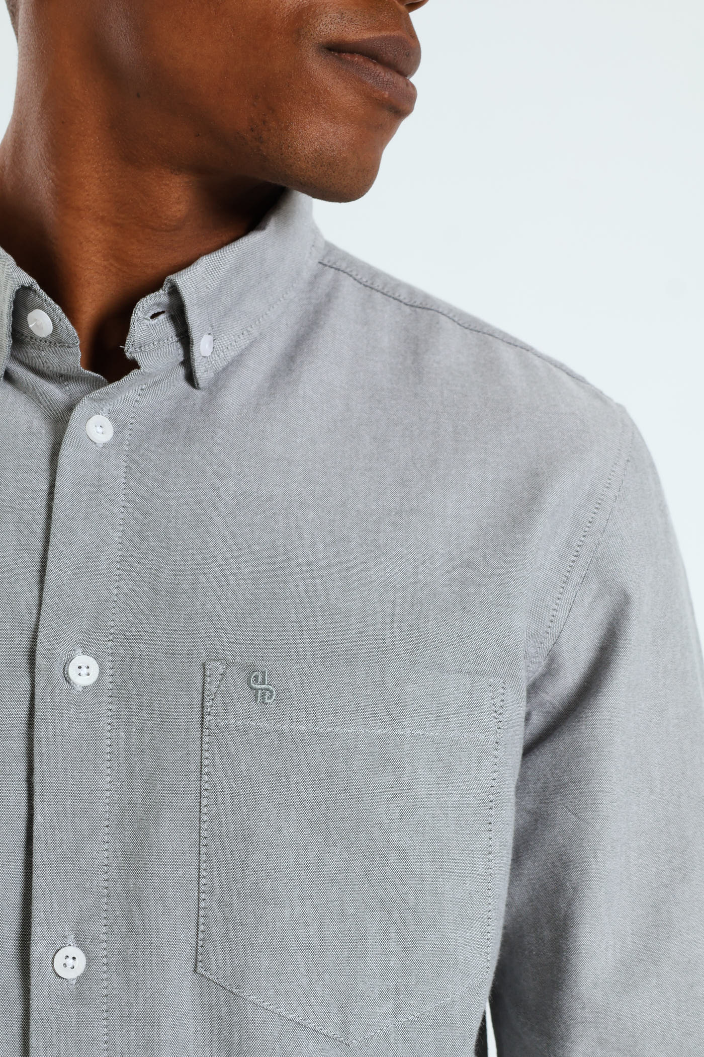 Long Sleeve Oxford Shirt - Green Grey - Image 2