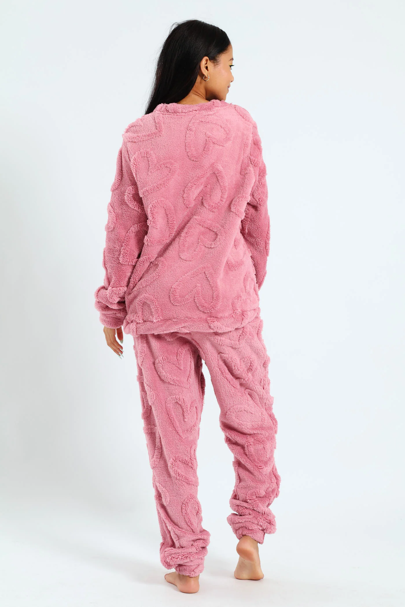 Long Sleeve & Cosy Hearts Jogger Set - Pink - Image 4