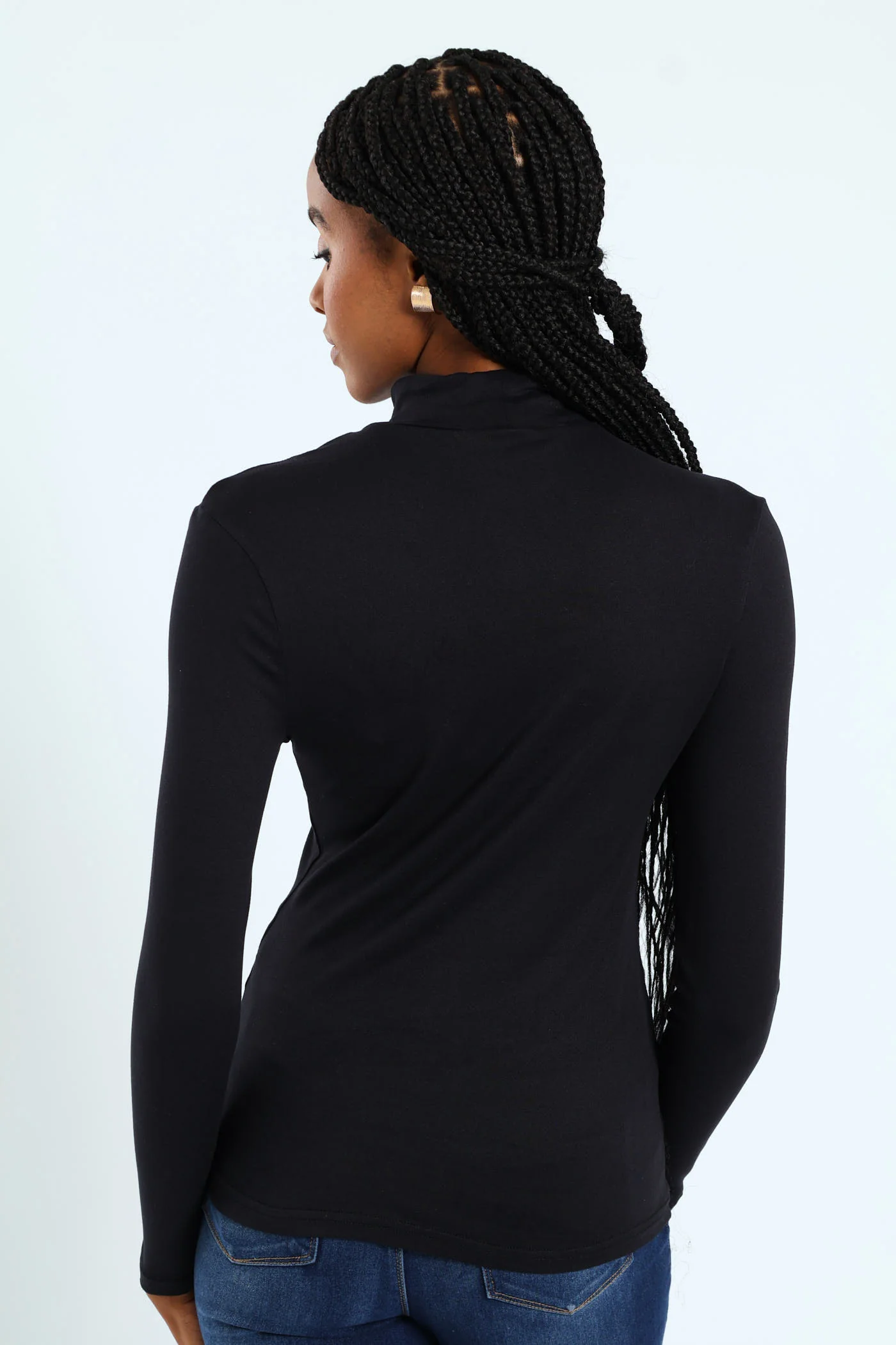 Long Sleeve Basic Poloneck - Black - Image 4