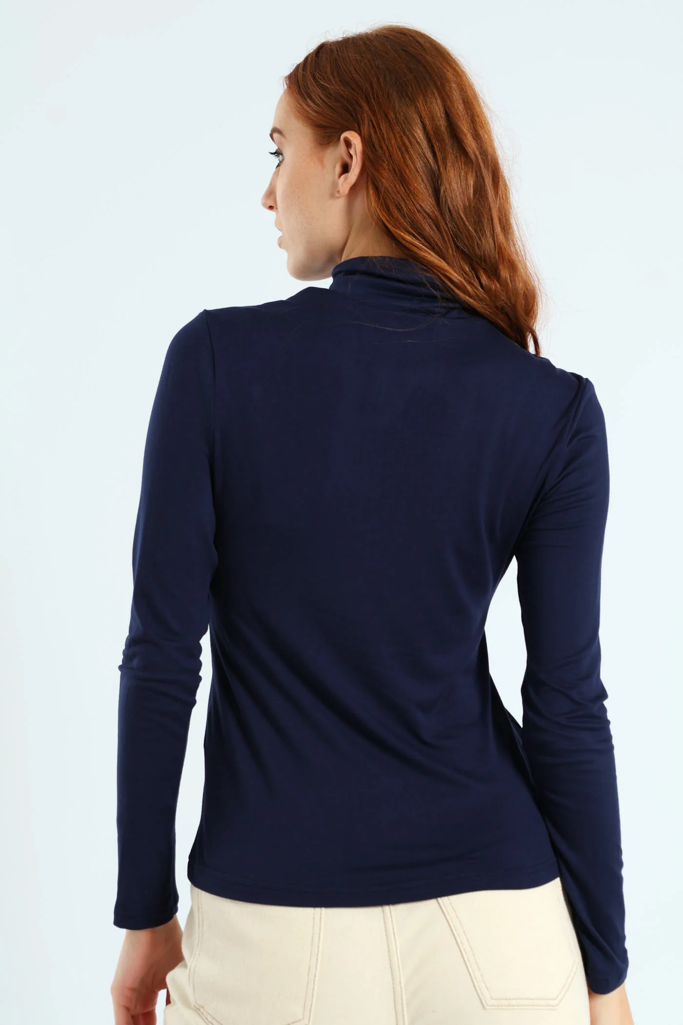 Long Sleeve Basic Poloneck - Navy - Image 3