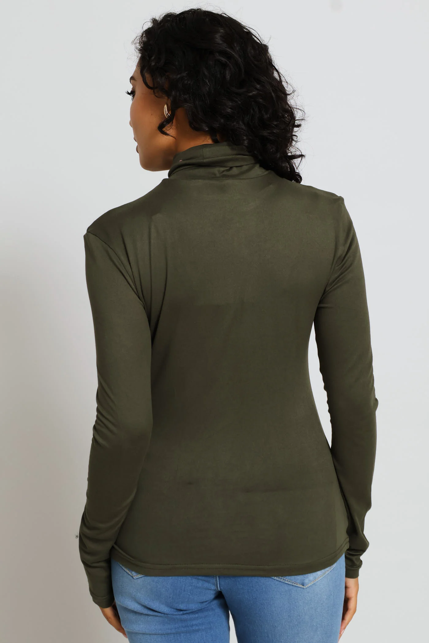 Long Sleeve Basic Poloneck Top - Dark Fatigue - Image 5