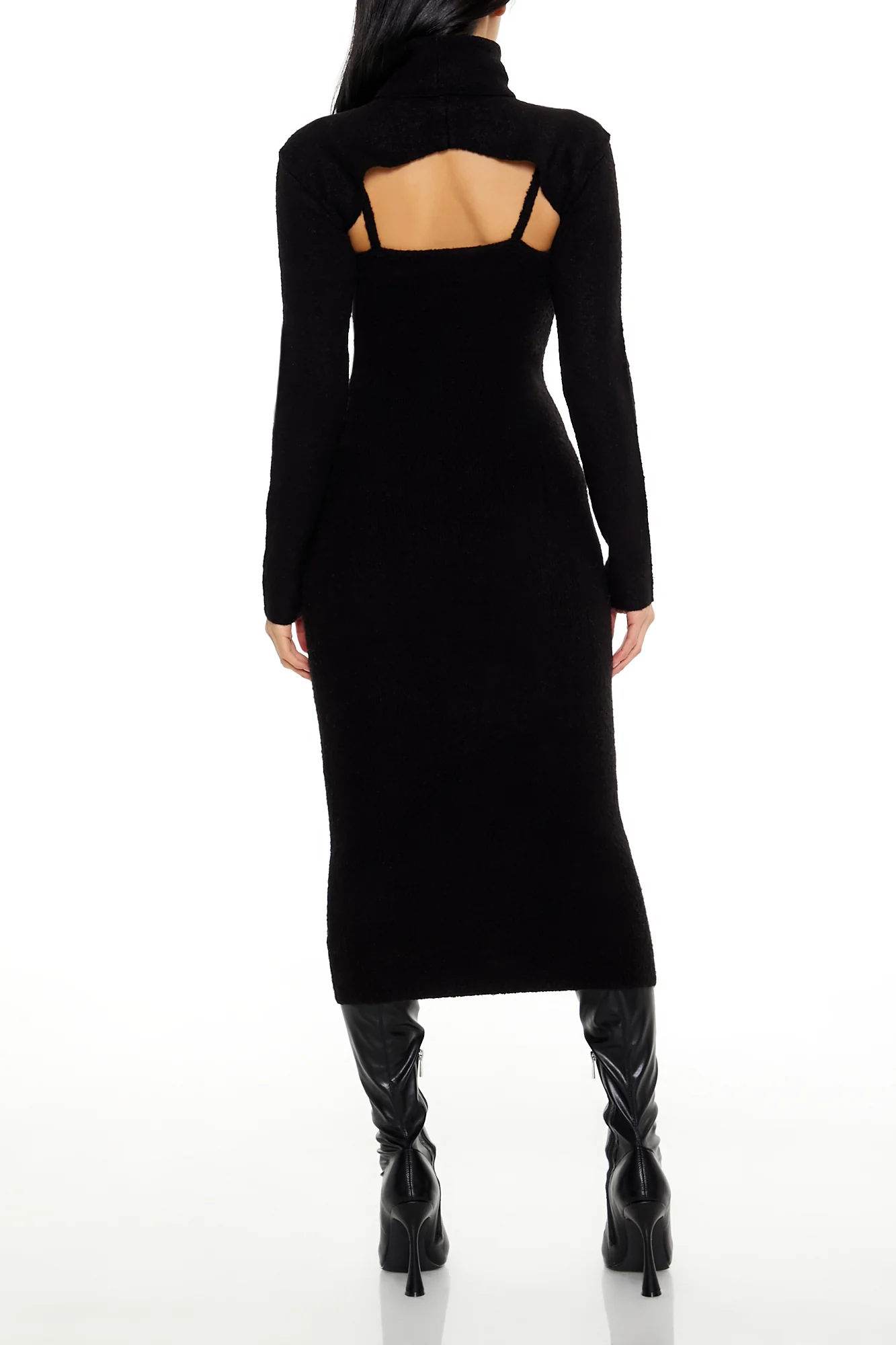Long Sleeve Bodycon Dress - Black - Image 4