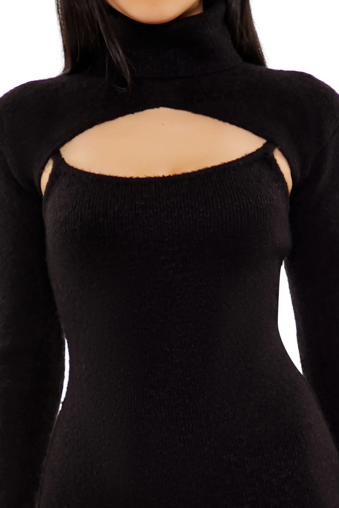 Long Sleeve Bodycon Dress - Black - Image 5