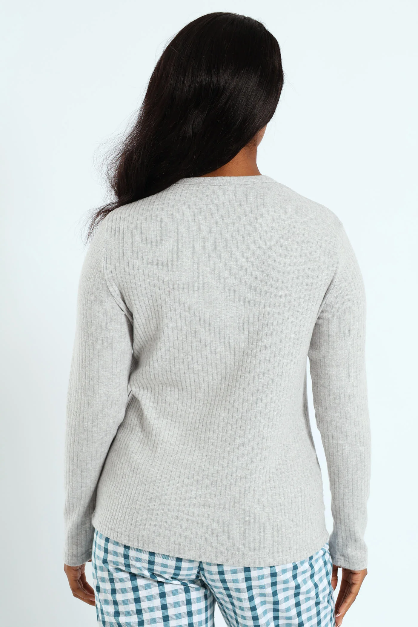 Long Sleeve Brushed Rib Tee - Grey - Image 4