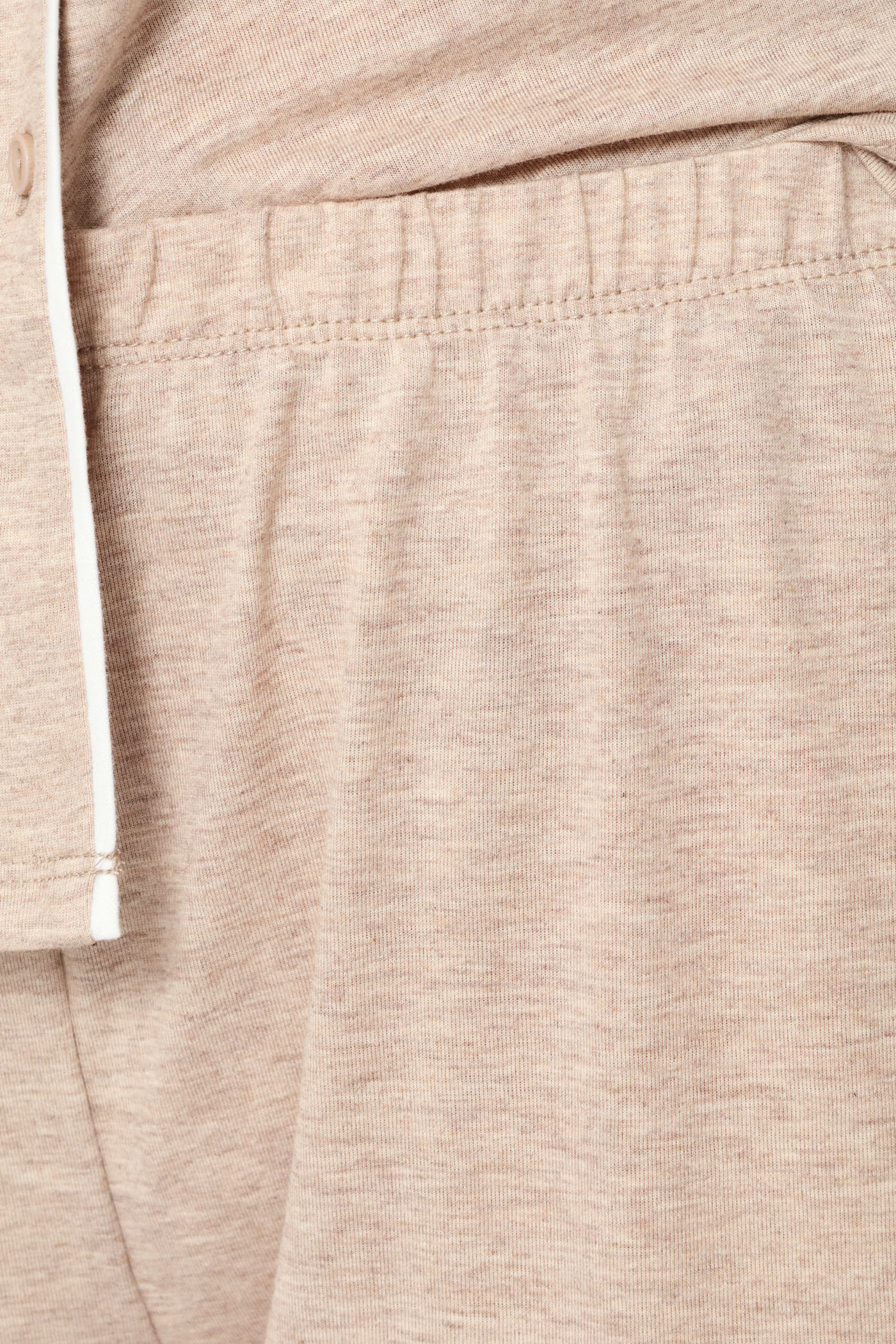 Long Sleeve Button Through & Knit Pants Set - Oatmeal Melange - Image 3