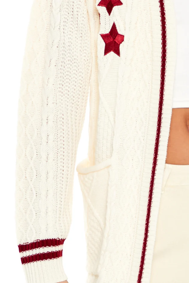 Long Sleeve Cardigan Sweater - Cream - Image 2