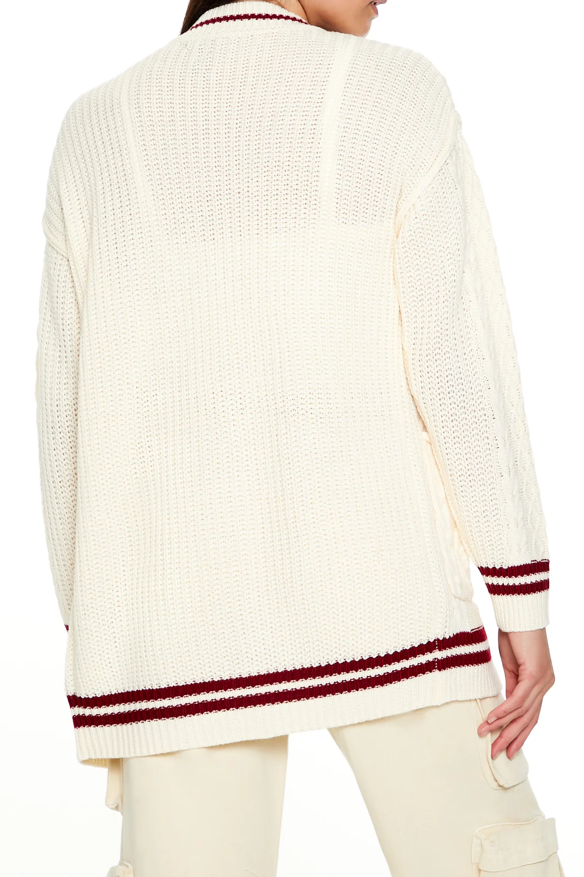 Long Sleeve Cardigan Sweater - Cream - Image 4