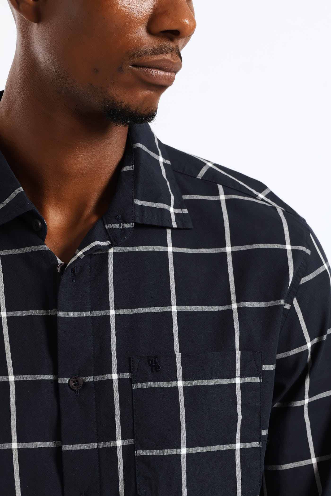 Long Sleeve Check Regular Shirt - Navy/White - Image 2