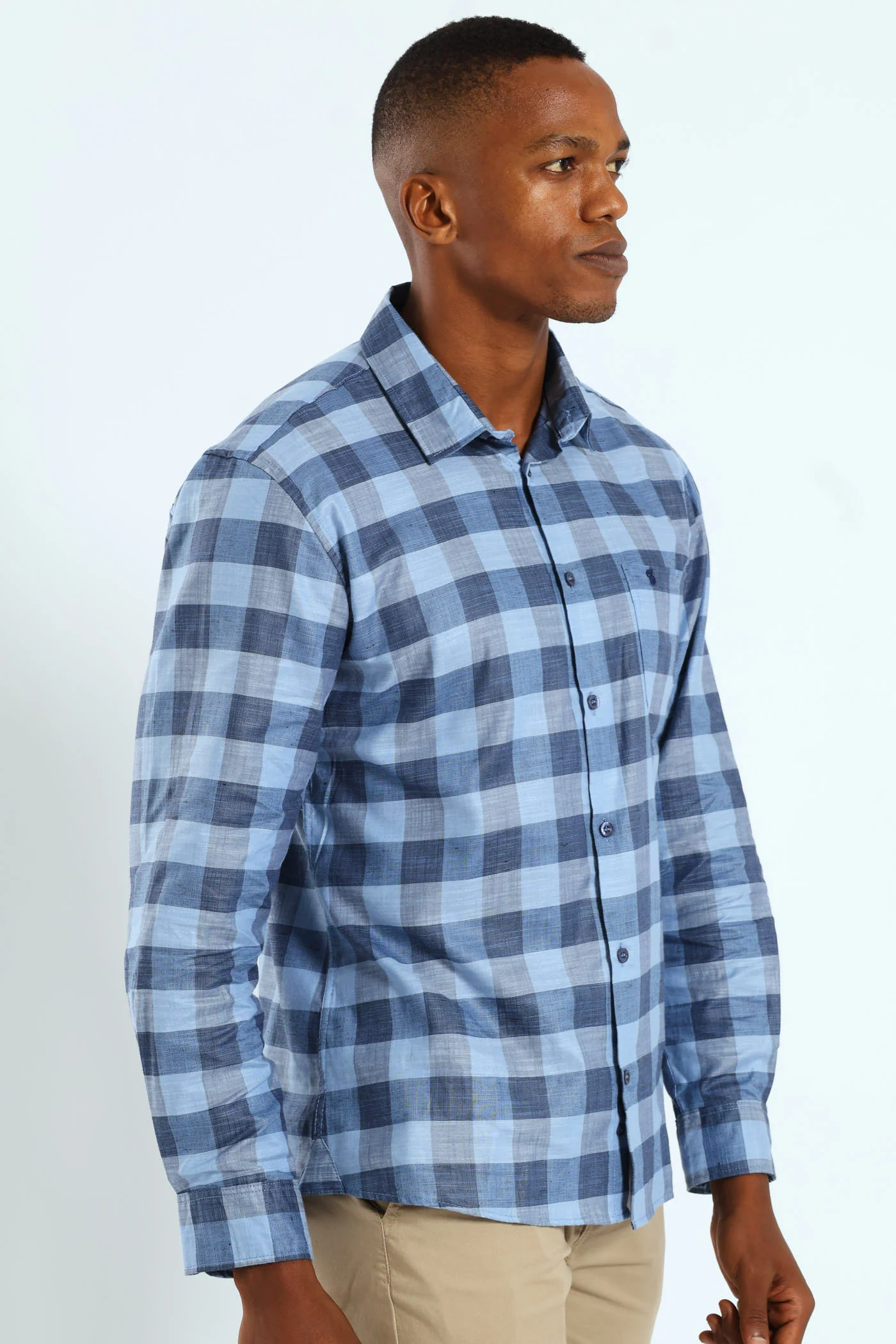 Long Sleeve Check Shirt - Blue - Image 3