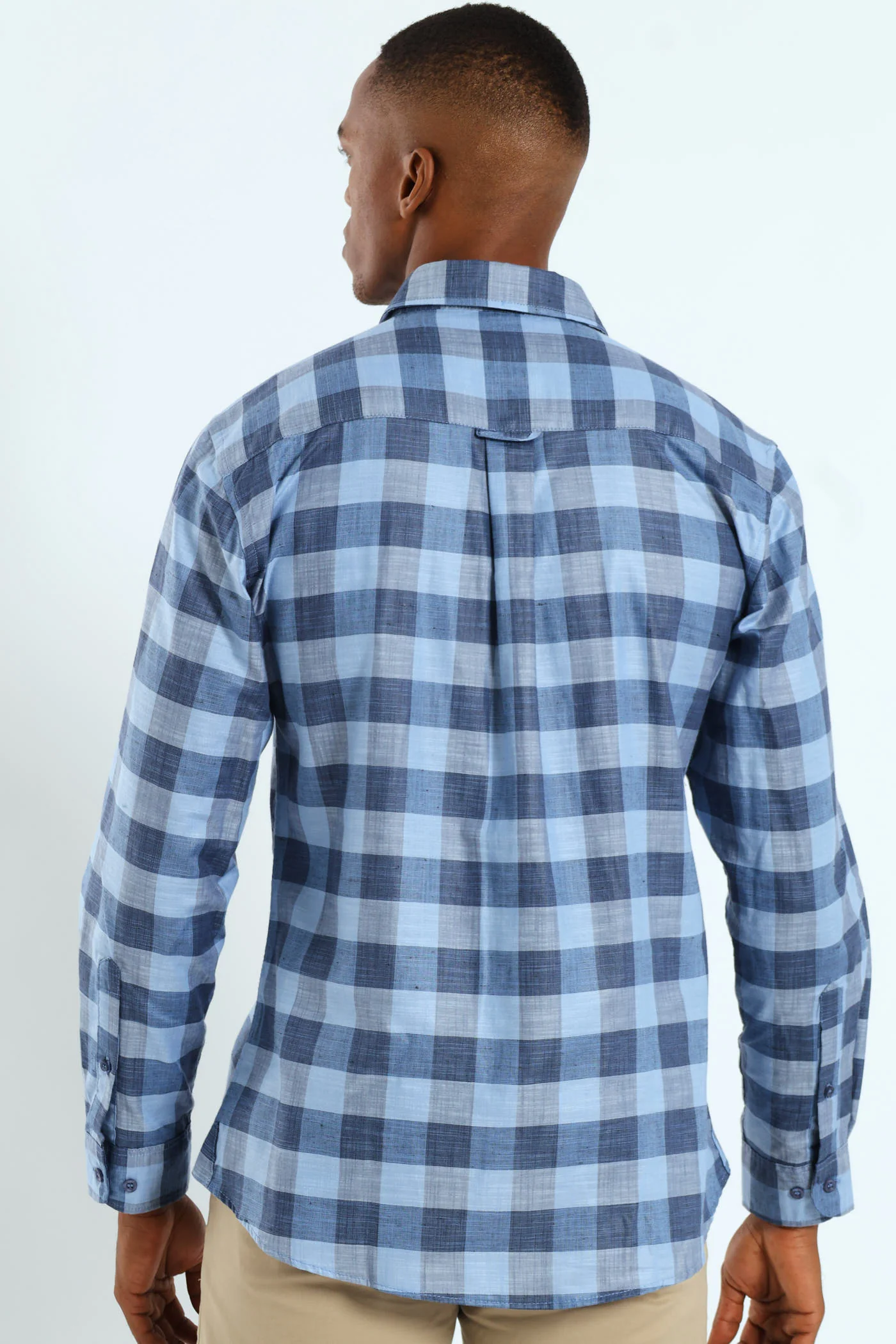 Long Sleeve Check Shirt - Blue - Image 4